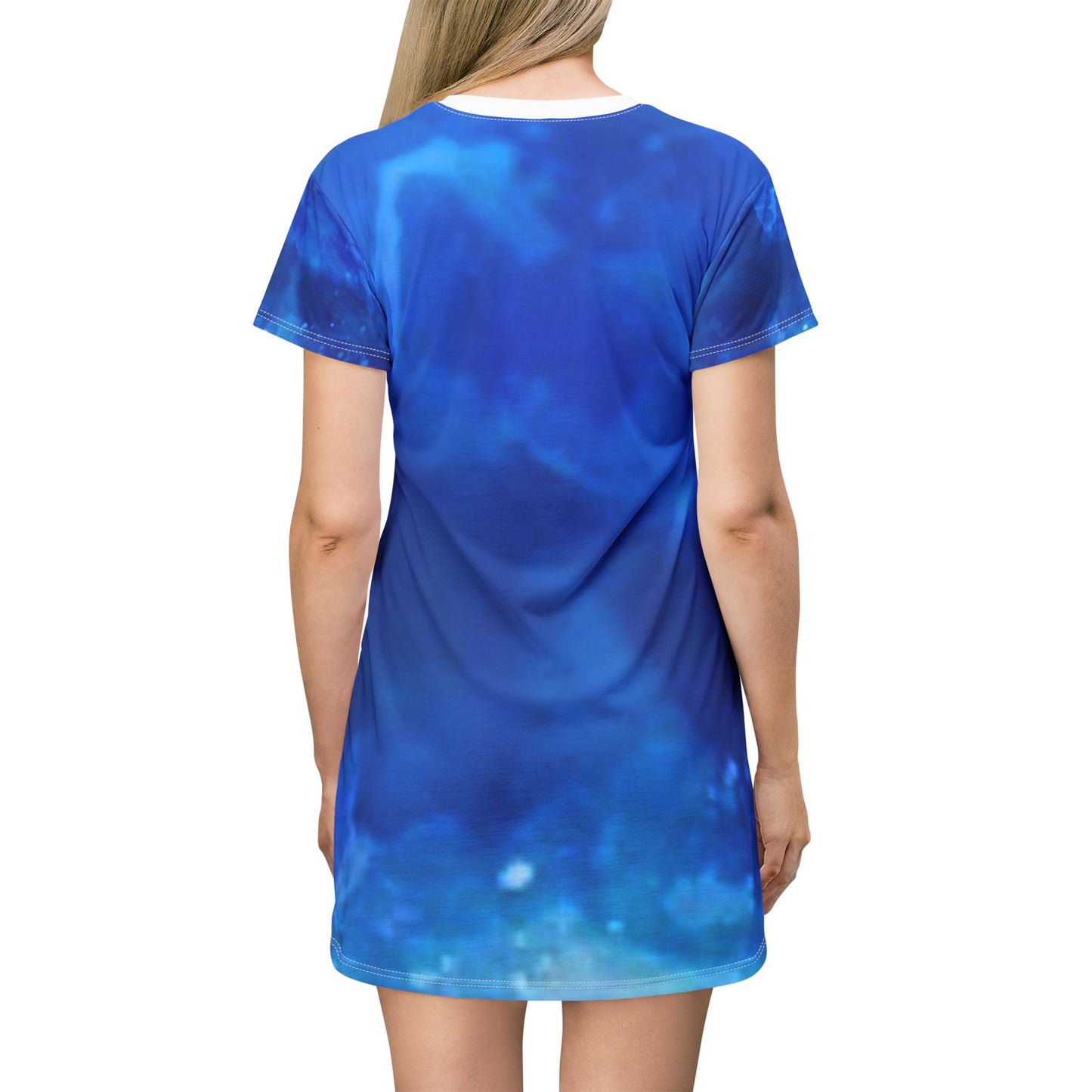 Ocean Vibe T-Shirt Dress, Perfect for Summer, Beach Days, Resort Wear, Casual Outings, Women's Fashion, AOP Dress