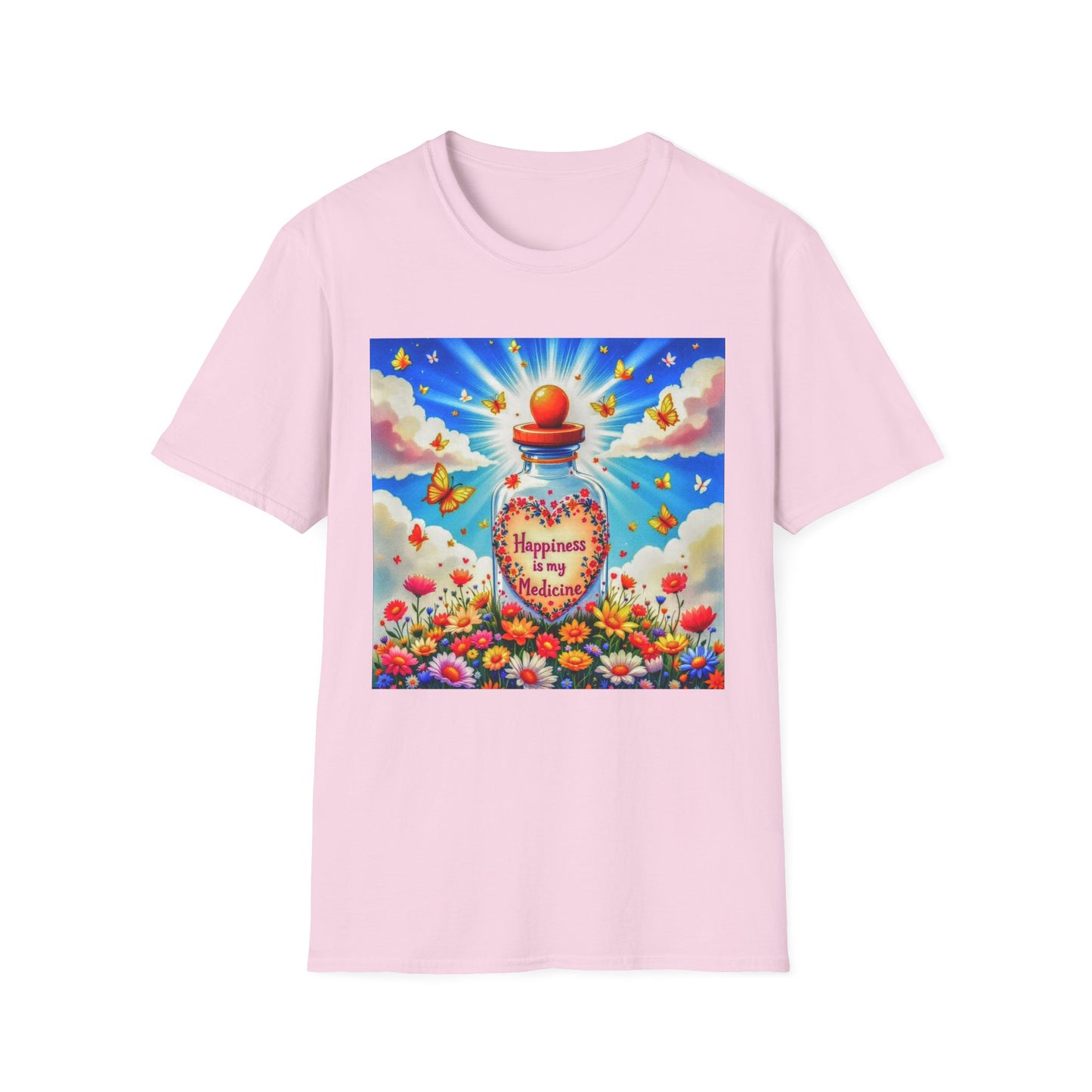 Happiness Bottle Unisex T-Shirt, Inspirational Tee, Gift for Friends, Happy Vibes Shirt, Everyday Wear, Spring Celebration