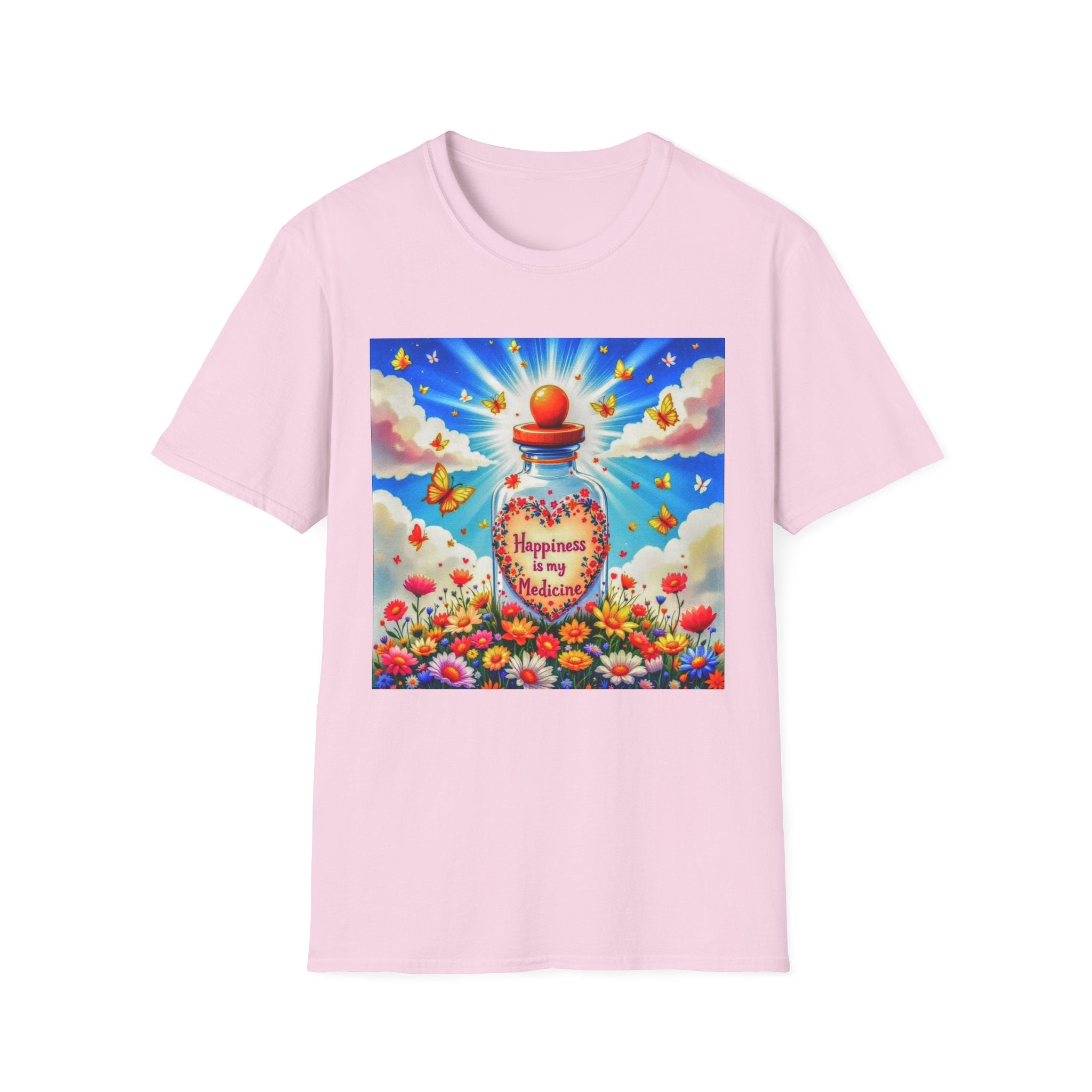 Happiness Bottle Unisex T-Shirt, Inspirational Tee, Gift for Friends, Happy Vibes Shirt, Everyday Wear, Spring Celebration