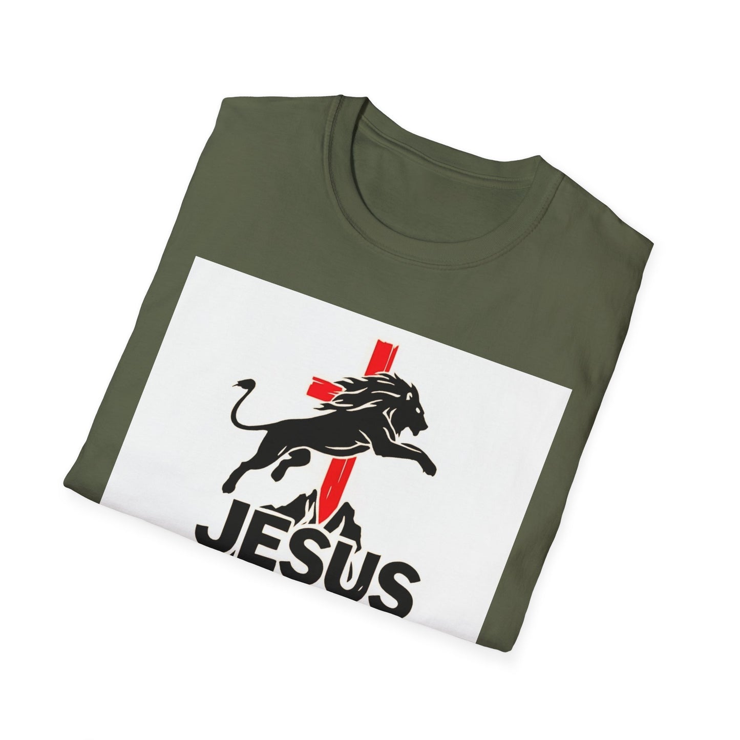 Mighty Lion of Judah T-Shirt, Unisex Softstyle Tee, Christian Apparel, Lion Jesus Shirt, Faith-Based Gift, Inspirational Clothing