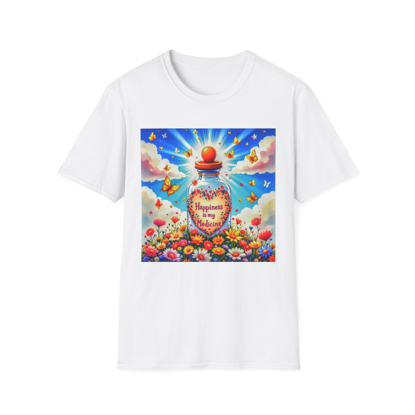 Happiness Bottle Unisex T-Shirt, Inspirational Tee, Gift for Friends, Happy Vibes Shirt, Everyday Wear, Spring Celebration