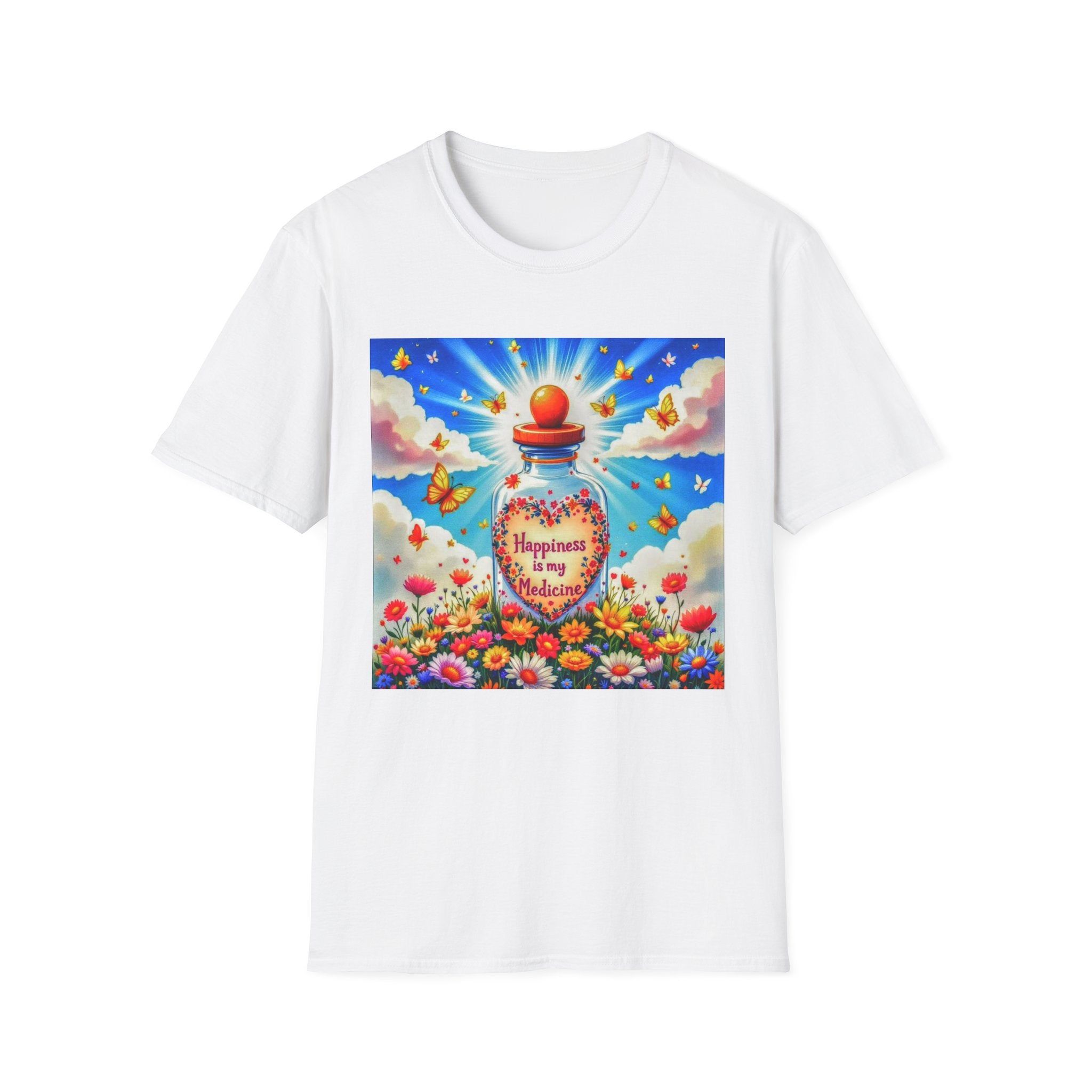 Happiness Bottle Unisex T-Shirt, Inspirational Tee, Gift for Friends, Happy Vibes Shirt, Everyday Wear, Spring Celebration
