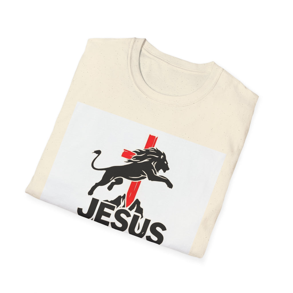 Mighty Lion of Judah T-Shirt, Unisex Softstyle Tee, Christian Apparel, Lion Jesus Shirt, Faith-Based Gift, Inspirational Clothing
