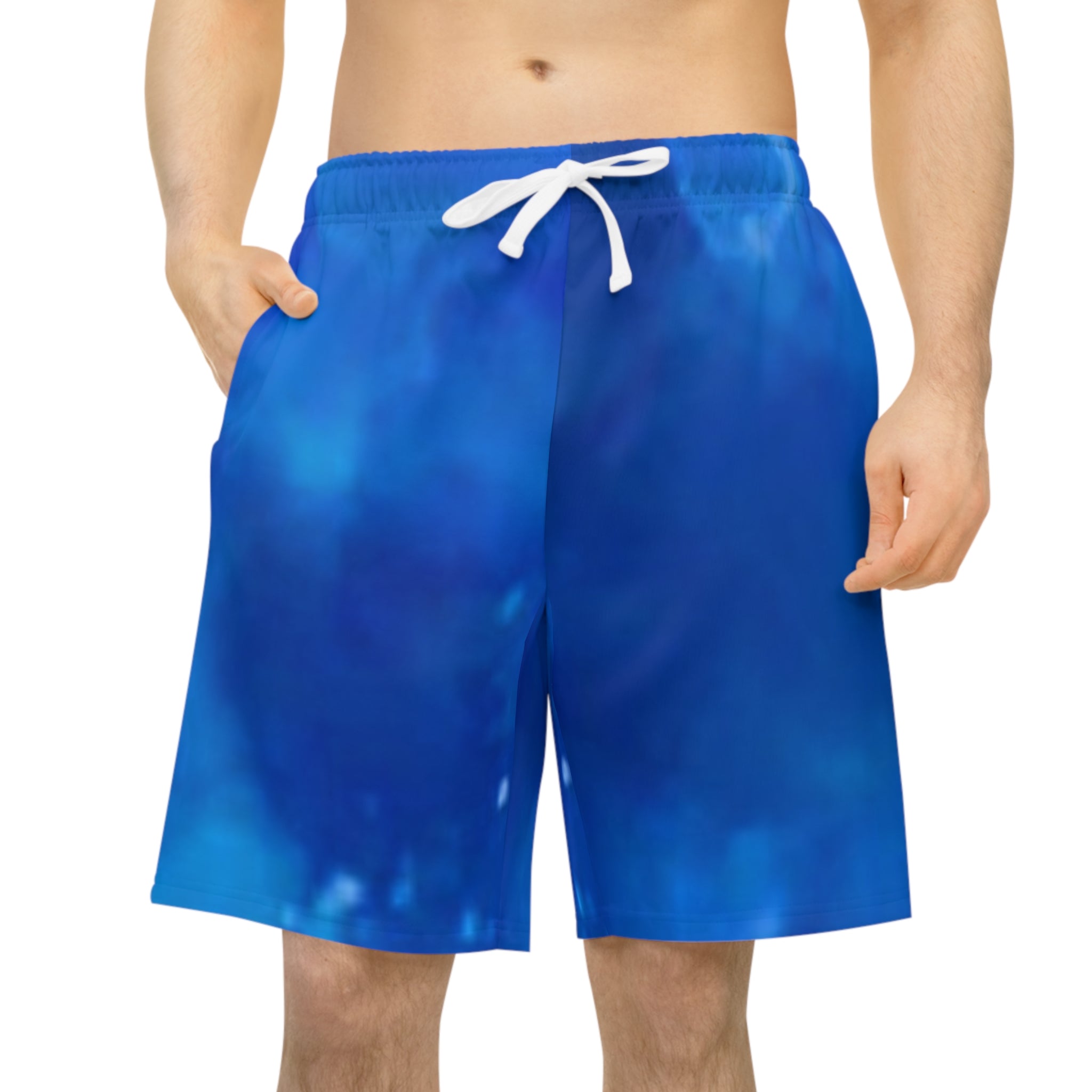 Men's Athletic Long Shorts, Cool Blue Sports Shorts, Summer Outdoor Wear, Workout Shorts, Beach Day Essentials, Stylish Casual Shorts