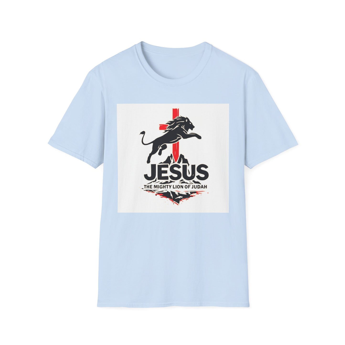 Mighty Lion of Judah T-Shirt, Unisex Softstyle Tee, Christian Apparel, Lion Jesus Shirt, Faith-Based Gift, Inspirational Clothing