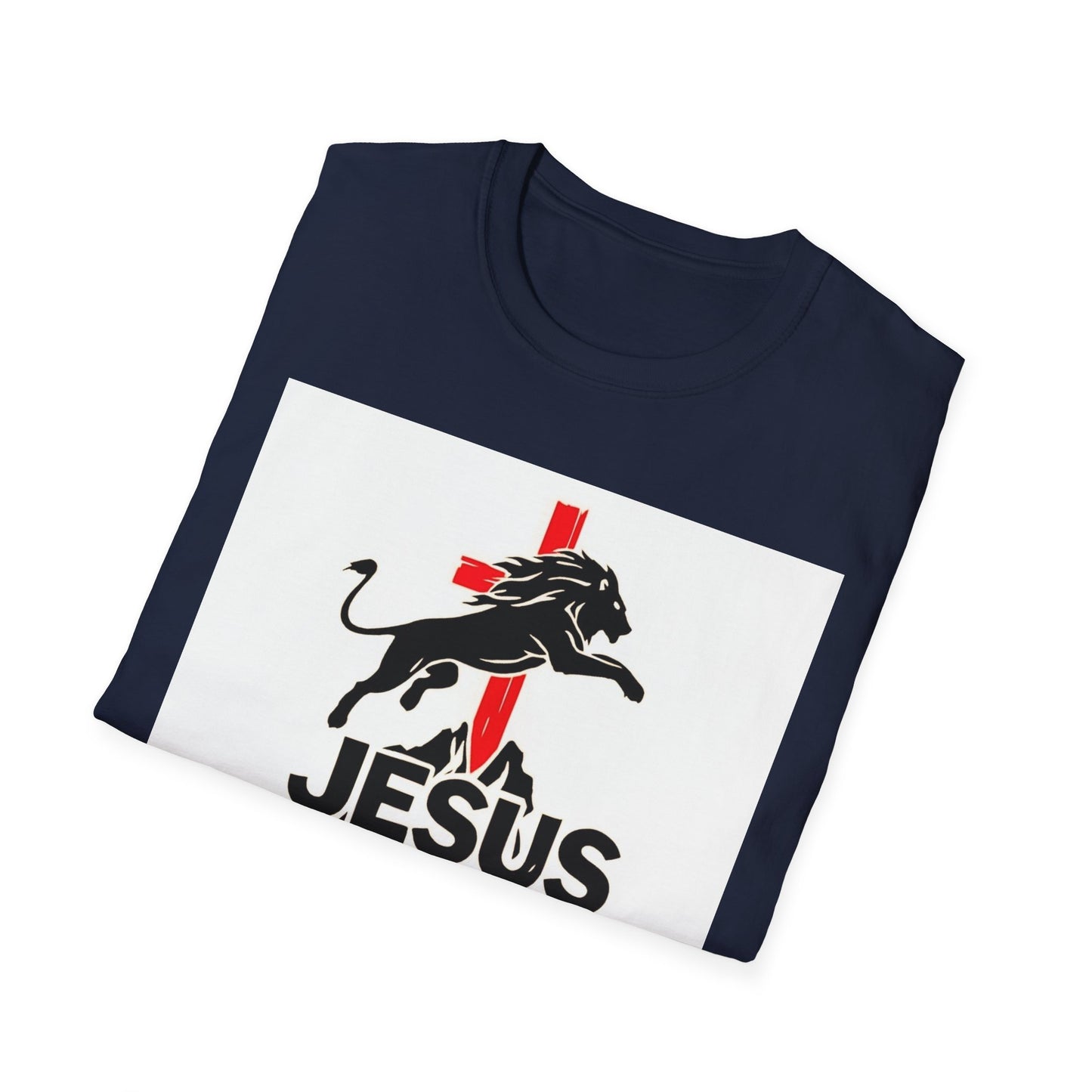 Mighty Lion of Judah T-Shirt, Unisex Softstyle Tee, Christian Apparel, Lion Jesus Shirt, Faith-Based Gift, Inspirational Clothing