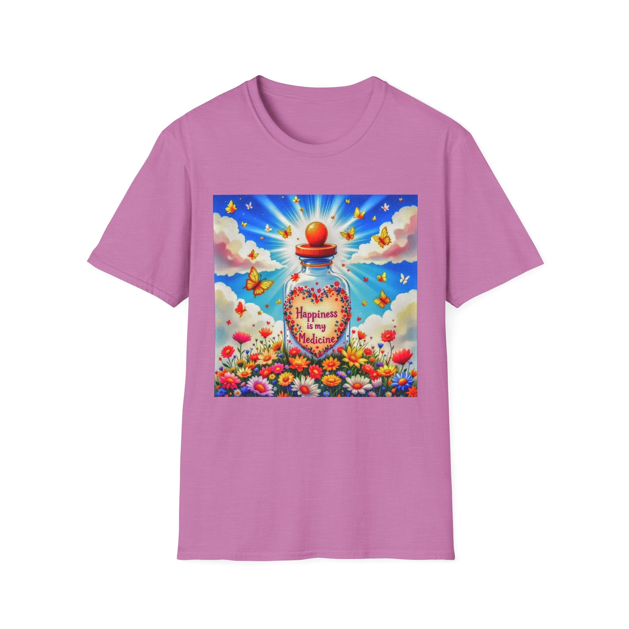 Happiness Bottle Unisex T-Shirt, Inspirational Tee, Gift for Friends, Happy Vibes Shirt, Everyday Wear, Spring Celebration