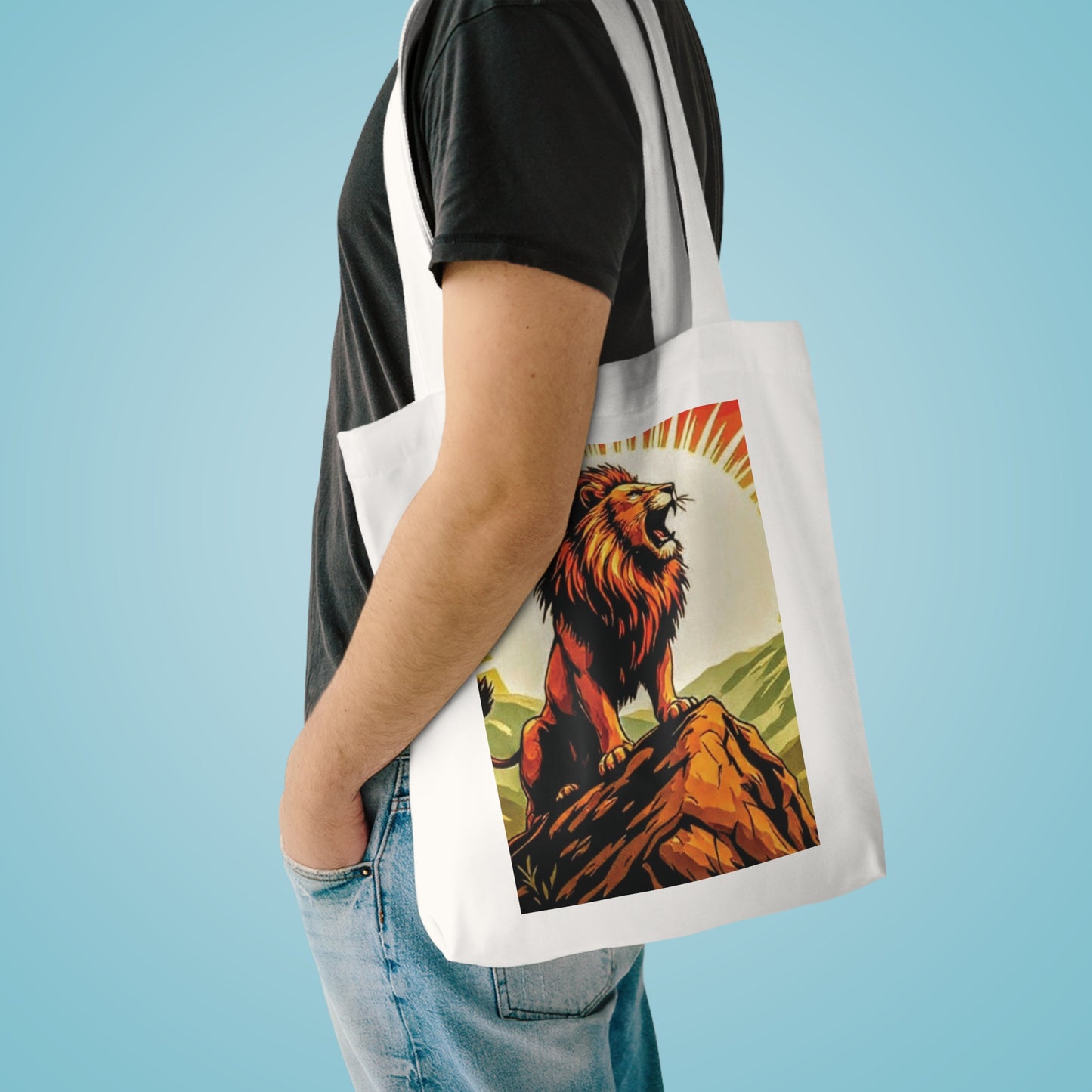 Bold Lion Cotton Tote Bag - Eco-Friendly, Reusable Shopping Bag, Gift for Animal Lovers, Canvas Grocery Bag, Unique Art Tote