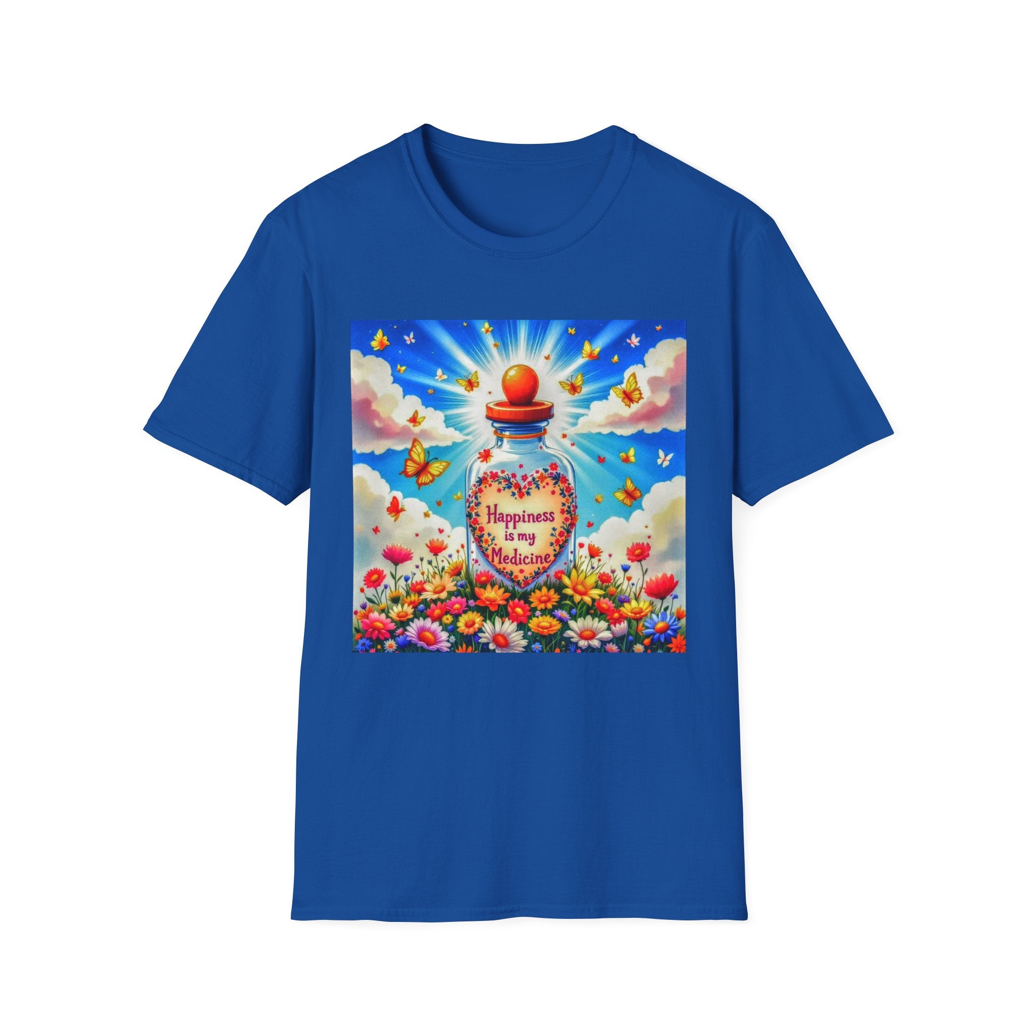 Happiness Bottle Unisex T-Shirt, Inspirational Tee, Gift for Friends, Happy Vibes Shirt, Everyday Wear, Spring Celebration