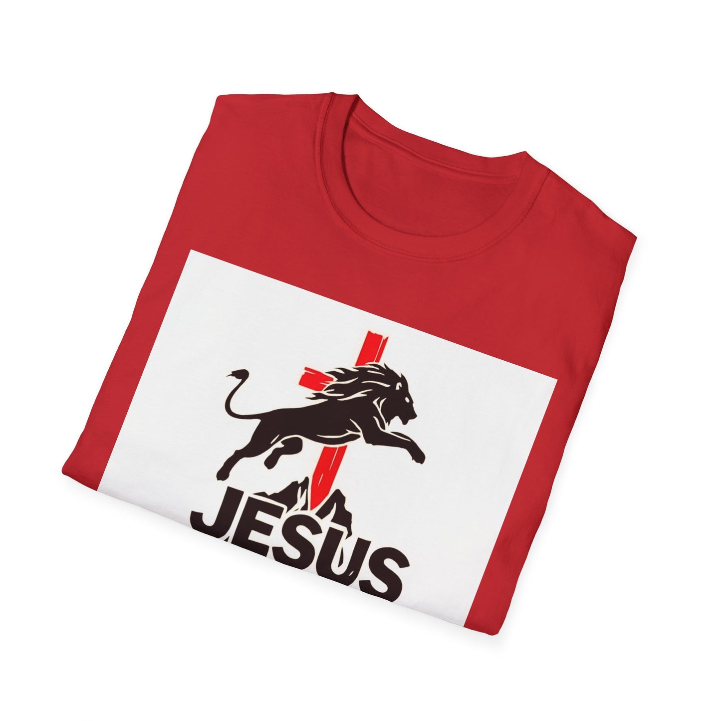 Mighty Lion of Judah T-Shirt, Unisex Softstyle Tee, Christian Apparel, Lion Jesus Shirt, Faith-Based Gift, Inspirational Clothing