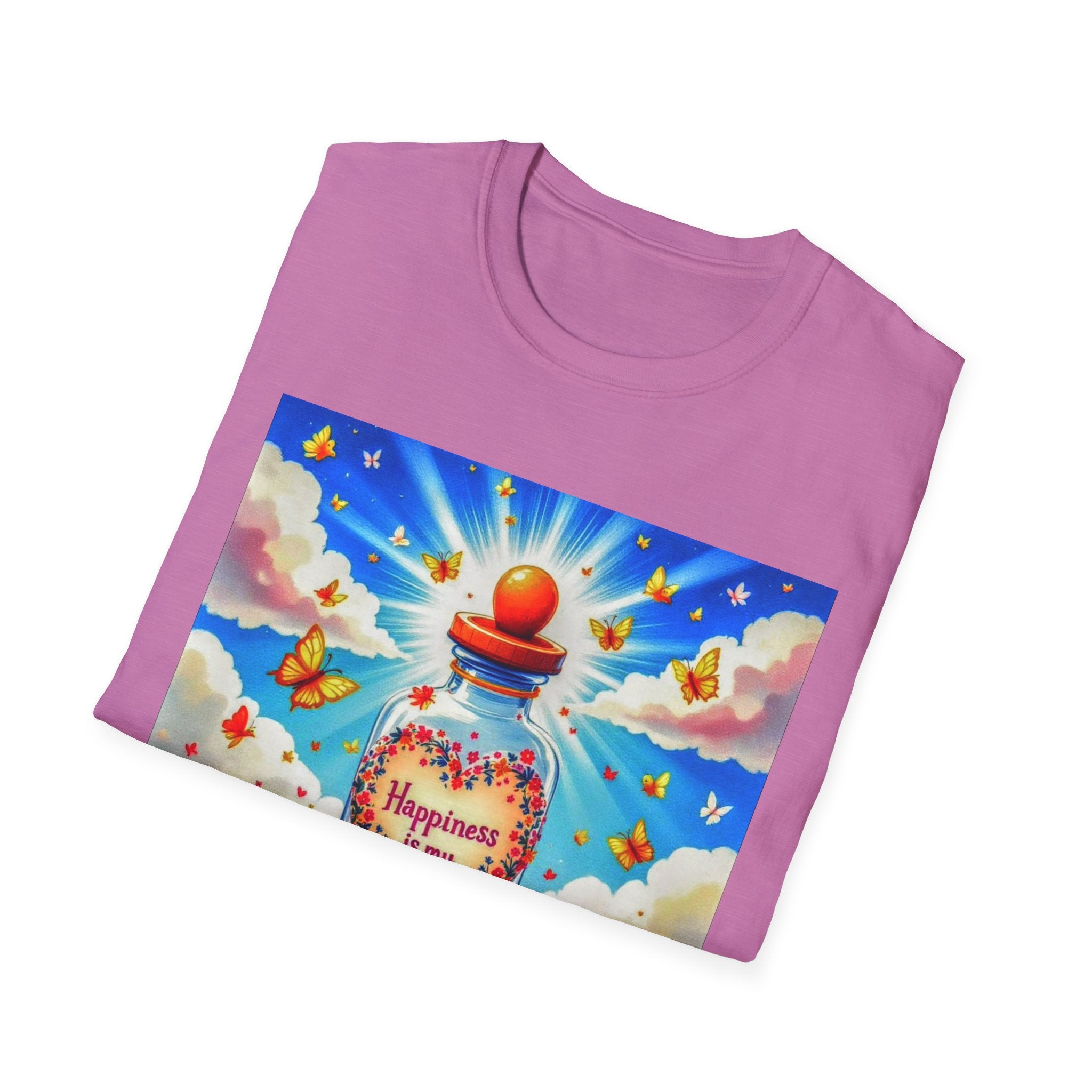 Happiness Bottle Unisex T-Shirt, Inspirational Tee, Gift for Friends, Happy Vibes Shirt, Everyday Wear, Spring Celebration