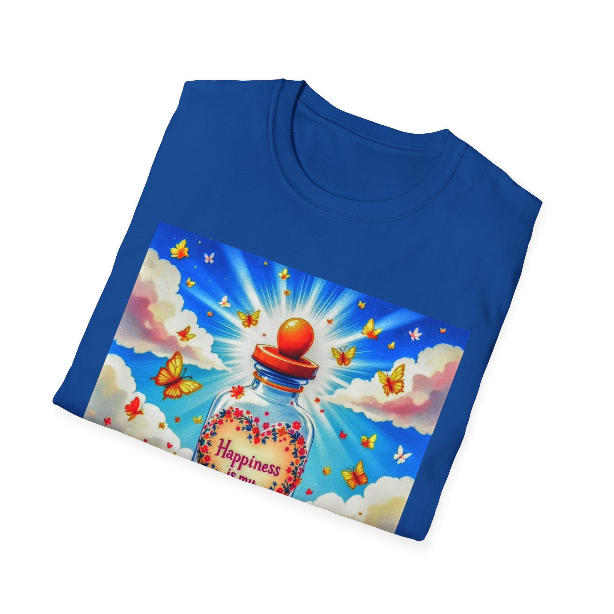 Happiness Bottle Unisex T-Shirt, Inspirational Tee, Gift for Friends, Happy Vibes Shirt, Everyday Wear, Spring Celebration