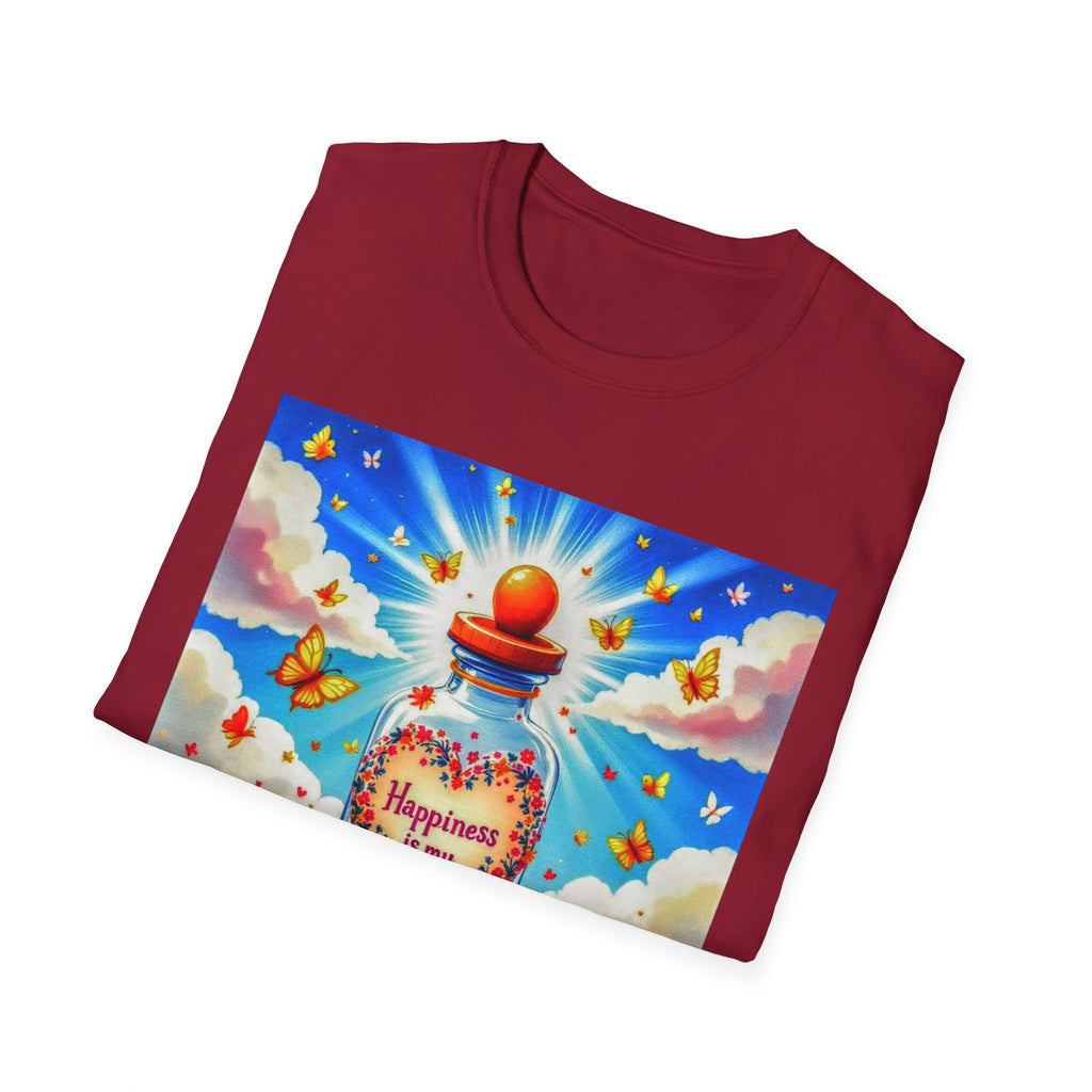 Happiness Bottle Unisex T-Shirt, Inspirational Tee, Gift for Friends, Happy Vibes Shirt, Everyday Wear, Spring Celebration