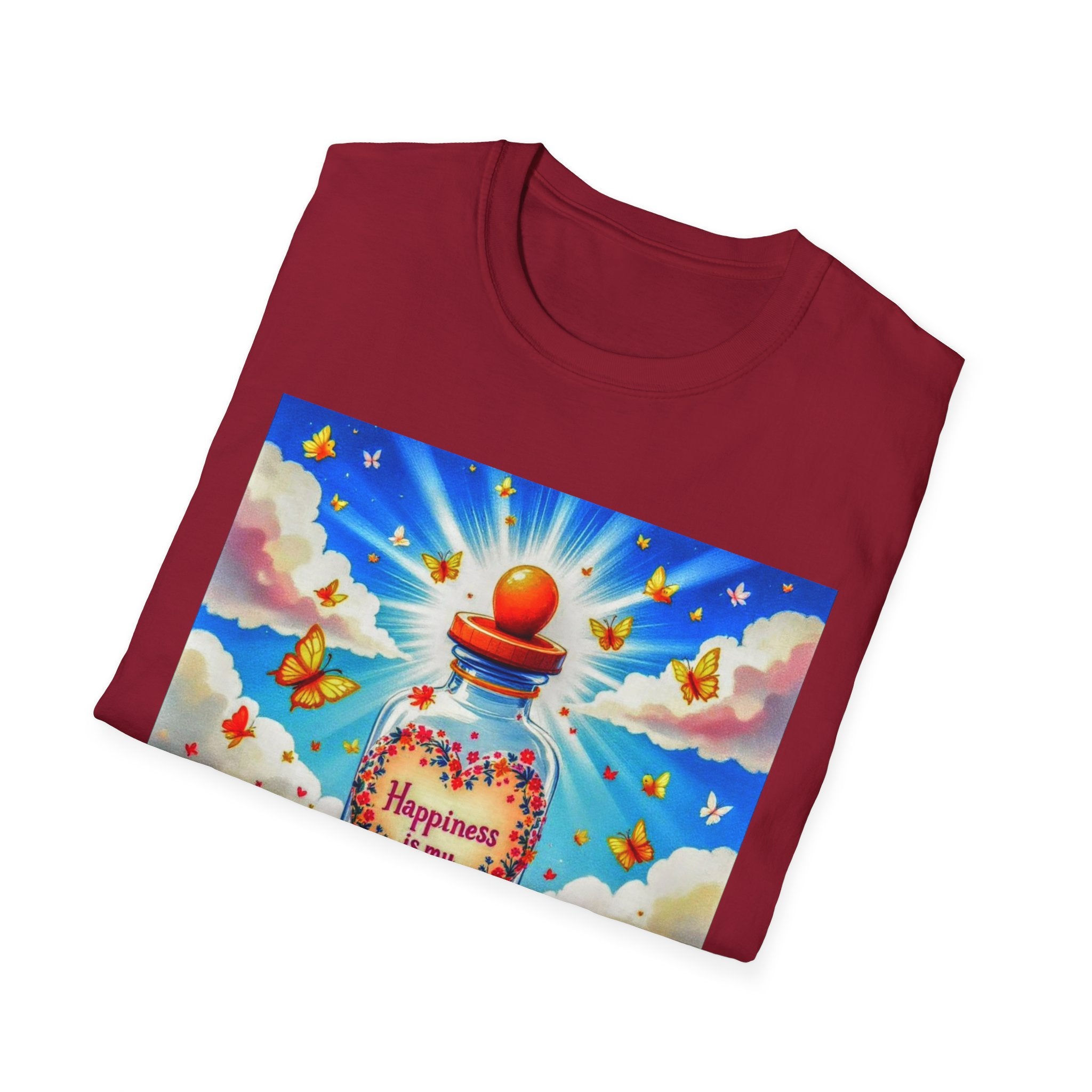 Happiness Bottle Unisex T-Shirt, Inspirational Tee, Gift for Friends, Happy Vibes Shirt, Everyday Wear, Spring Celebration