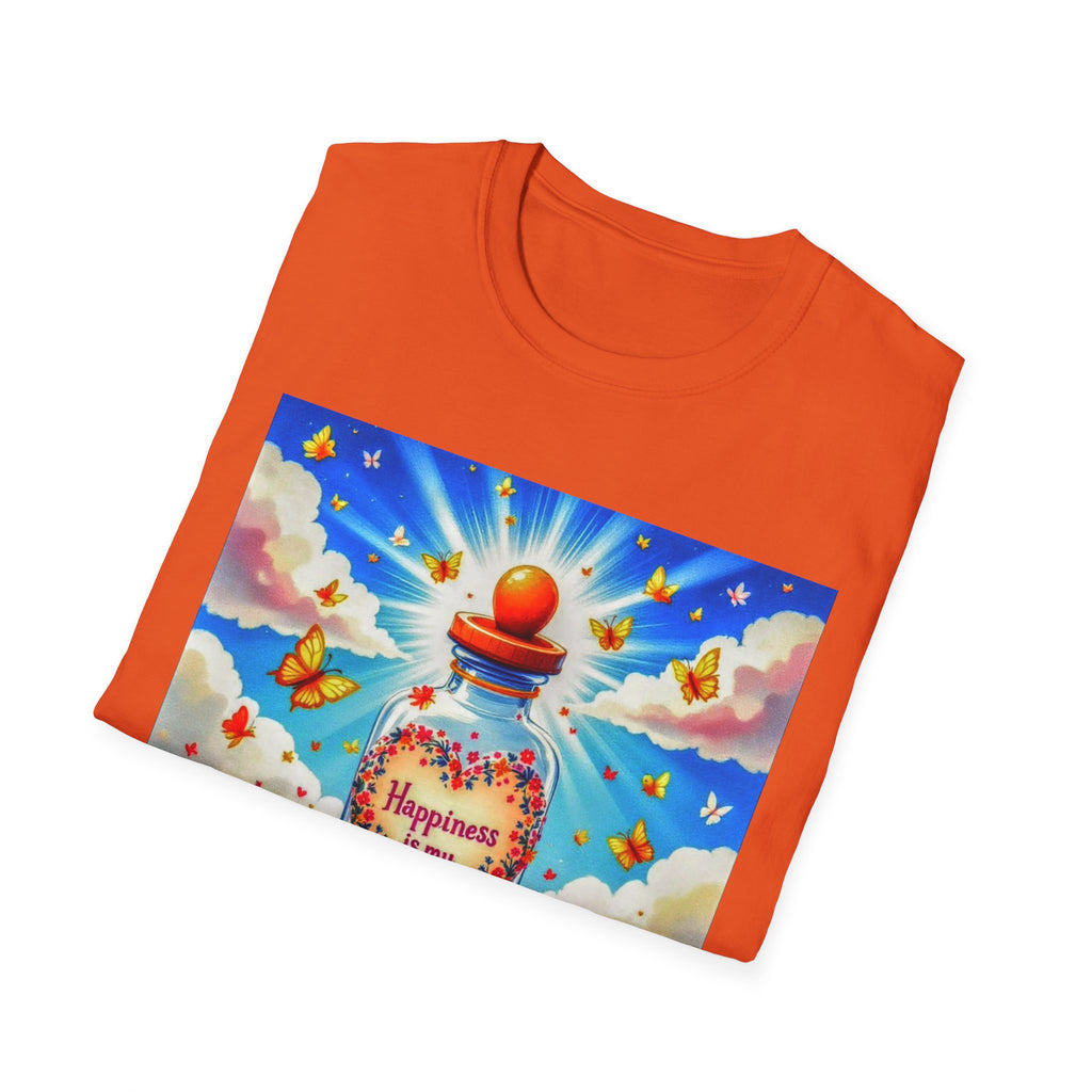 Happiness Bottle Unisex T-Shirt, Inspirational Tee, Gift for Friends, Happy Vibes Shirt, Everyday Wear, Spring Celebration