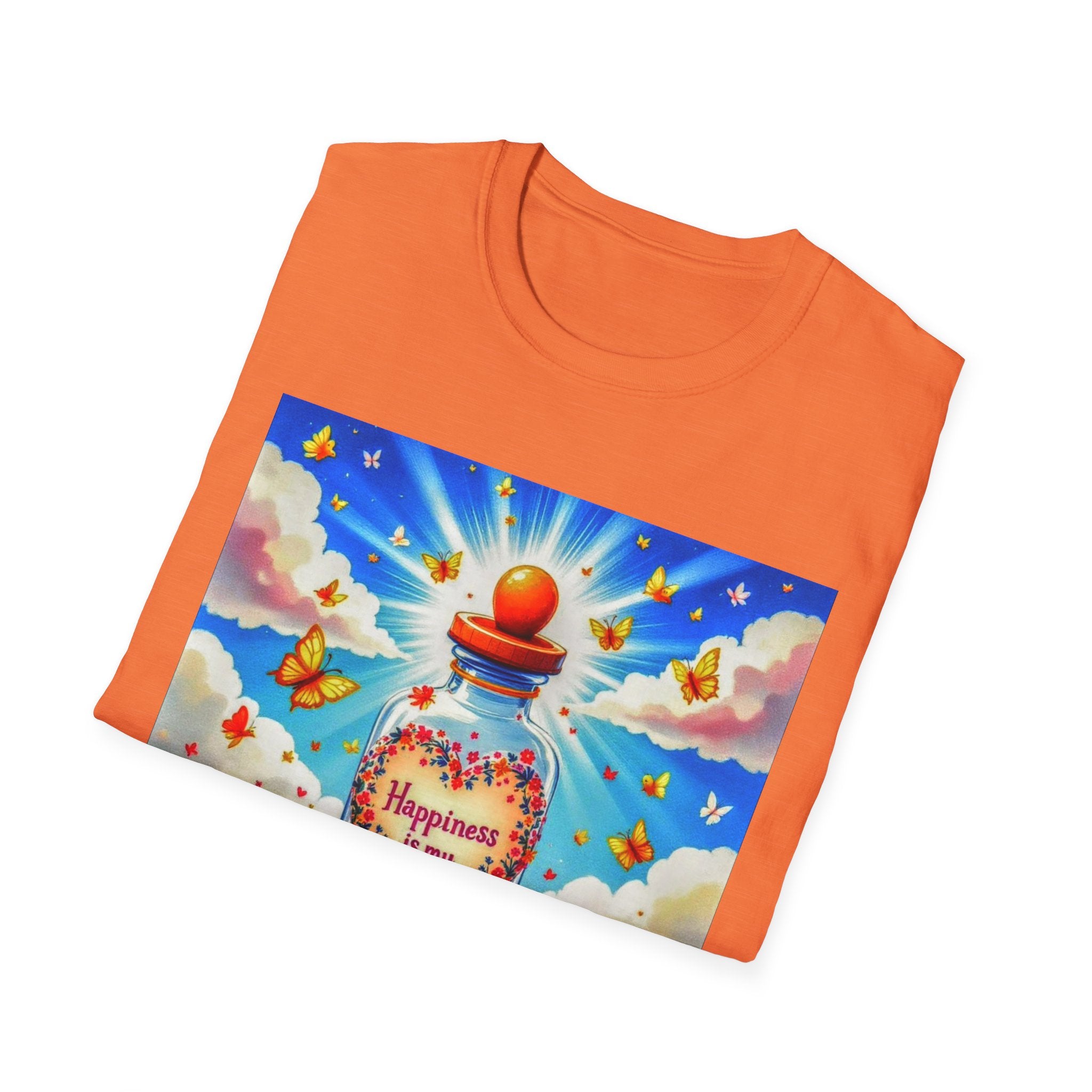 Happiness Bottle Unisex T-Shirt, Inspirational Tee, Gift for Friends, Happy Vibes Shirt, Everyday Wear, Spring Celebration