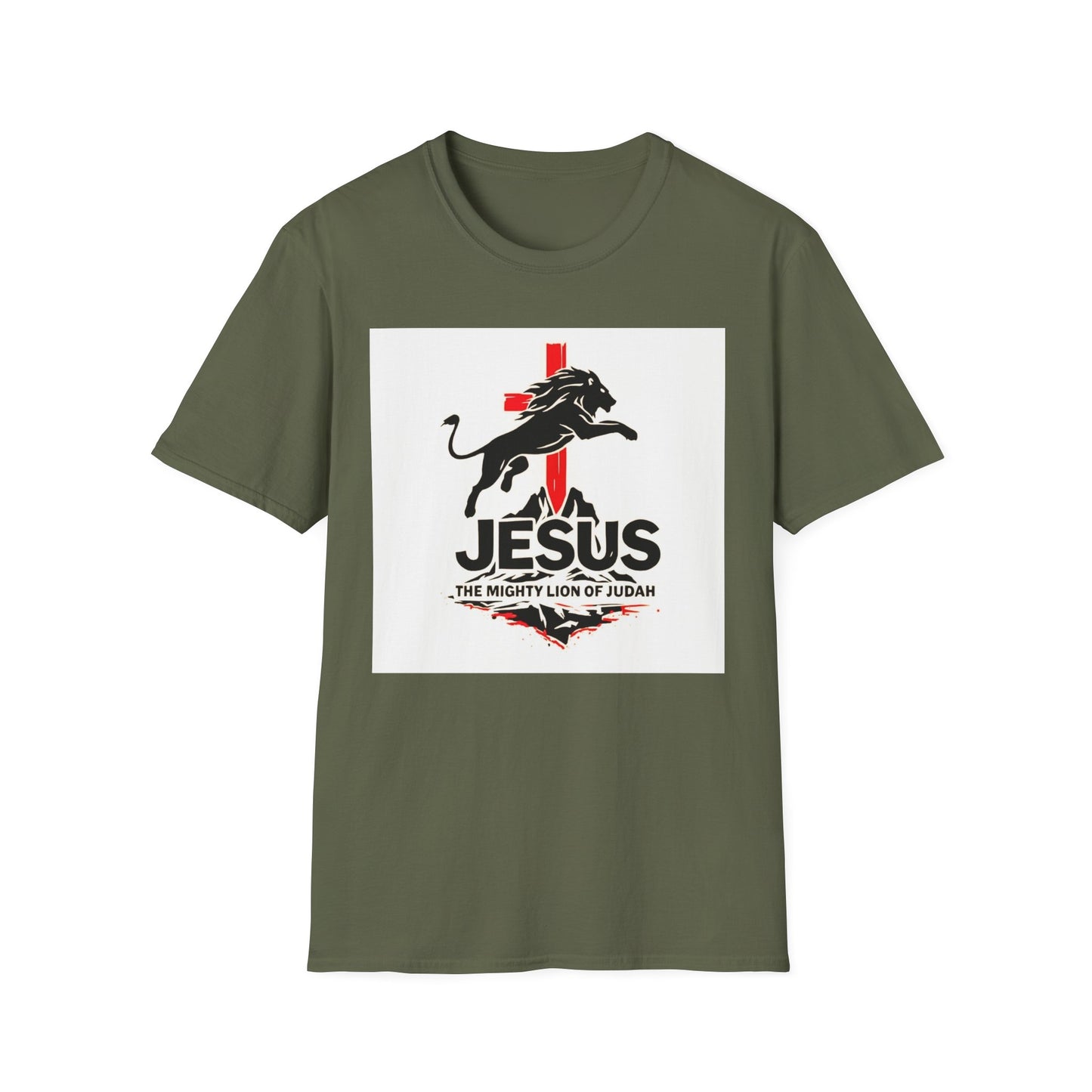 Mighty Lion of Judah T-Shirt, Unisex Softstyle Tee, Christian Apparel, Lion Jesus Shirt, Faith-Based Gift, Inspirational Clothing