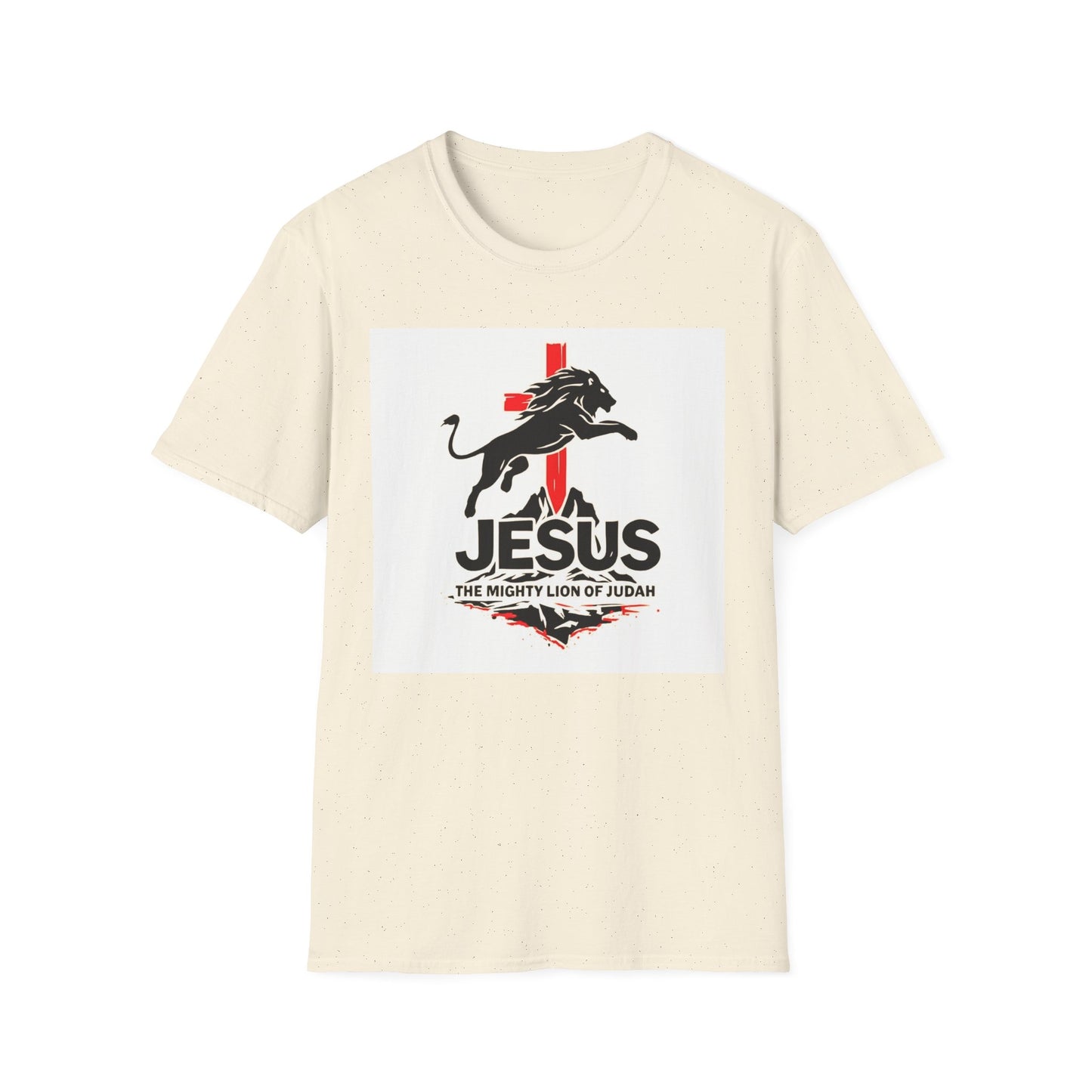 Mighty Lion of Judah T-Shirt, Unisex Softstyle Tee, Christian Apparel, Lion Jesus Shirt, Faith-Based Gift, Inspirational Clothing