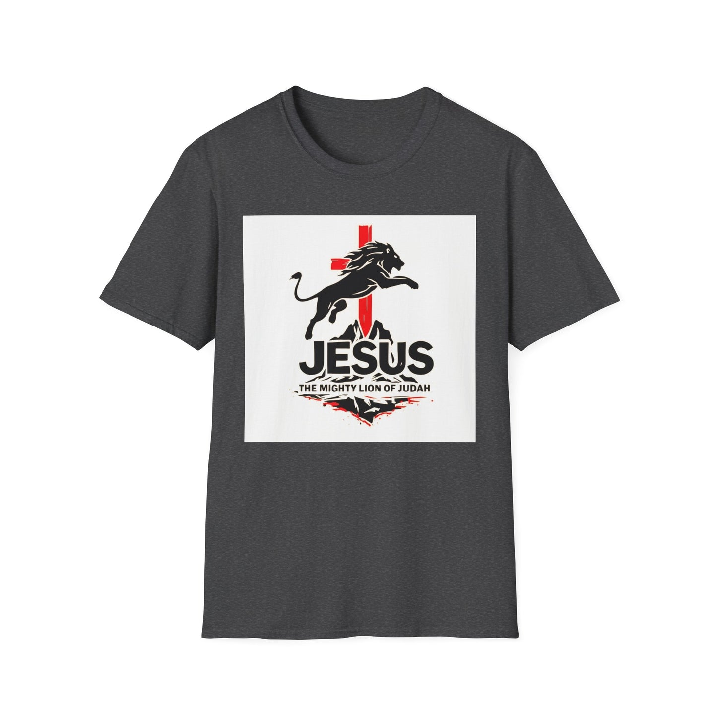 Mighty Lion of Judah T-Shirt, Unisex Softstyle Tee, Christian Apparel, Lion Jesus Shirt, Faith-Based Gift, Inspirational Clothing