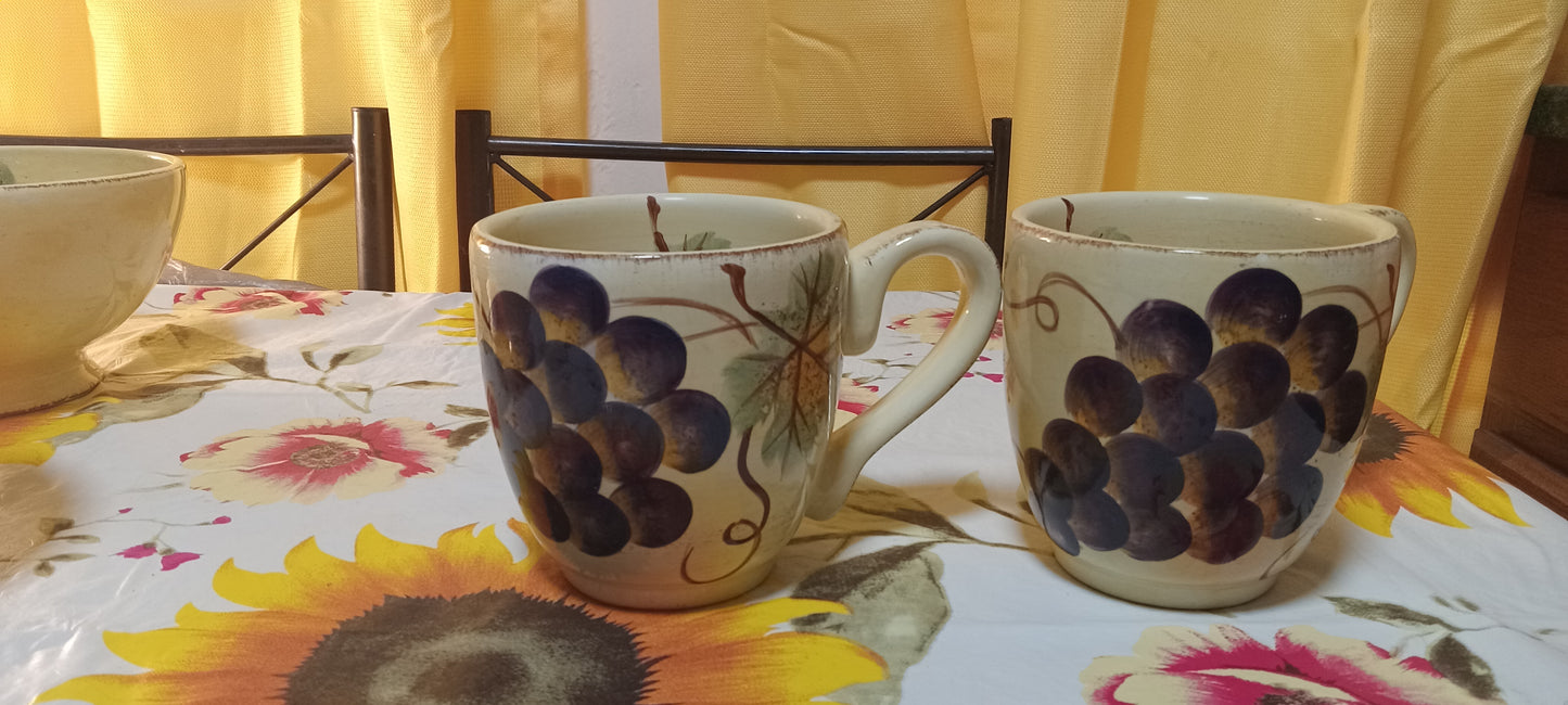 Vino Hand Printed Collection Coffee  Mug with Bowl Set