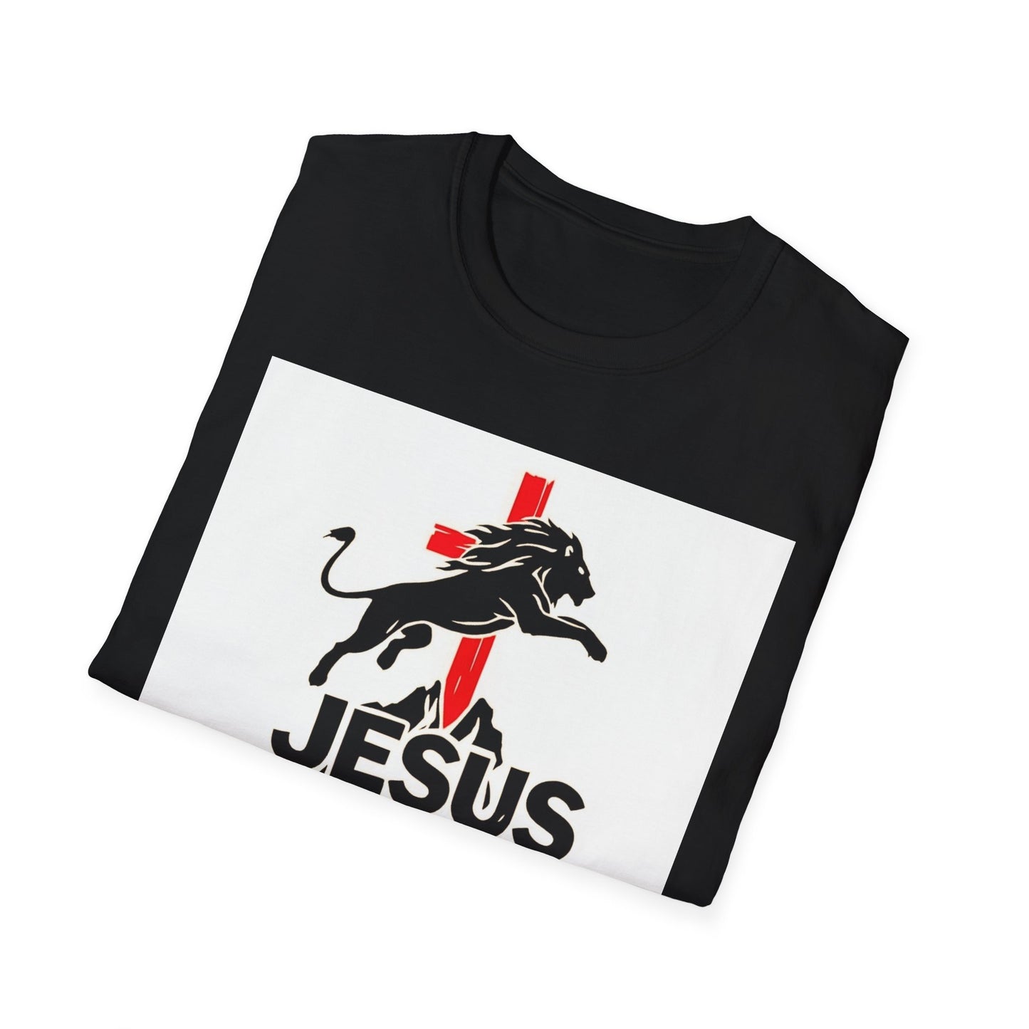 Mighty Lion of Judah T-Shirt, Unisex Softstyle Tee, Christian Apparel, Lion Jesus Shirt, Faith-Based Gift, Inspirational Clothing