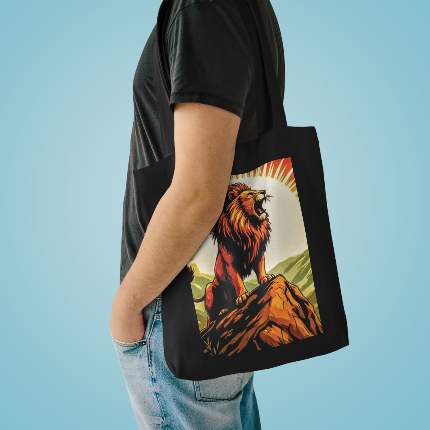 Bold Lion Cotton Tote Bag - Eco-Friendly, Reusable Shopping Bag, Gift for Animal Lovers, Canvas Grocery Bag, Unique Art Tote