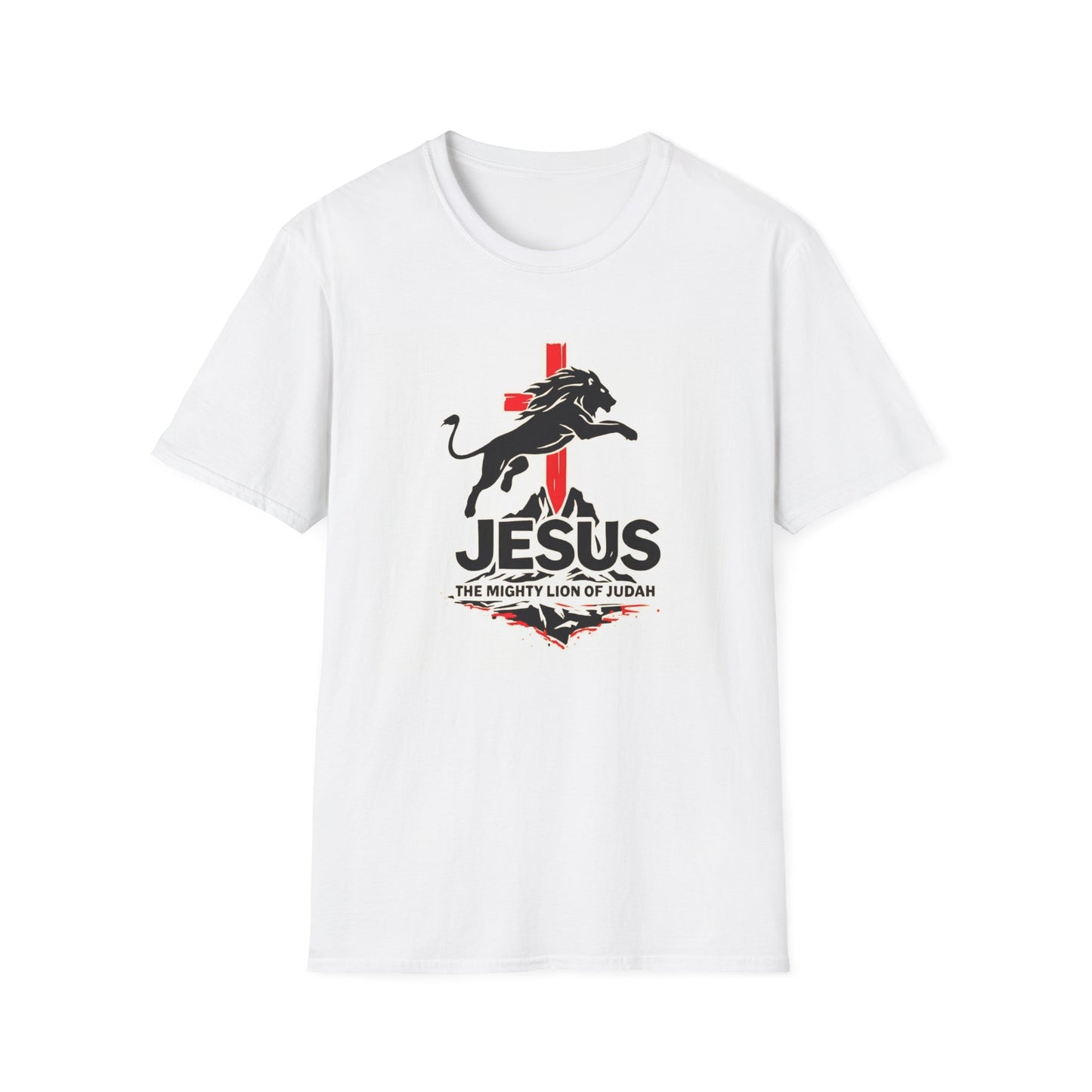 Mighty Lion of Judah T-Shirt, Unisex Softstyle Tee, Christian Apparel, Lion Jesus Shirt, Faith-Based Gift, Inspirational Clothing