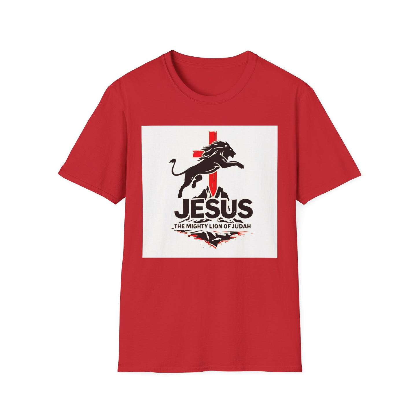 Mighty Lion of Judah T-Shirt, Unisex Softstyle Tee, Christian Apparel, Lion Jesus Shirt, Faith-Based Gift, Inspirational Clothing