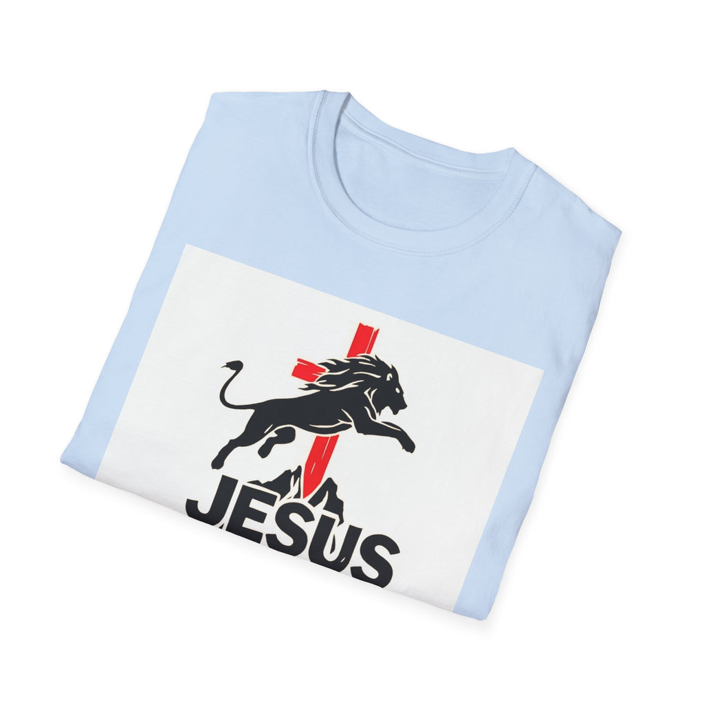 Mighty Lion of Judah T-Shirt, Unisex Softstyle Tee, Christian Apparel, Lion Jesus Shirt, Faith-Based Gift, Inspirational Clothing