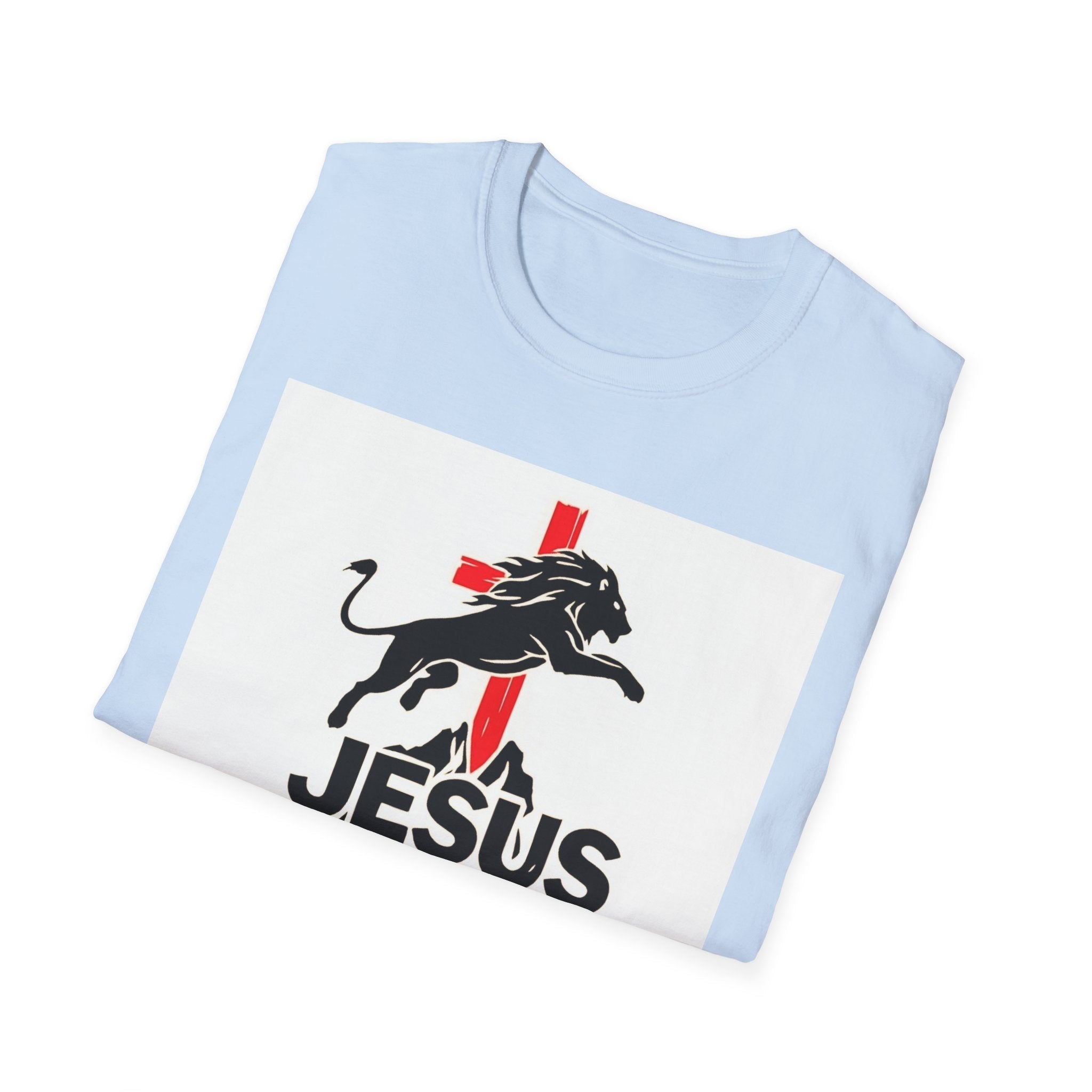 Mighty Lion of Judah T-Shirt, Unisex Softstyle Tee, Christian Apparel, Lion Jesus Shirt, Faith-Based Gift, Inspirational Clothing