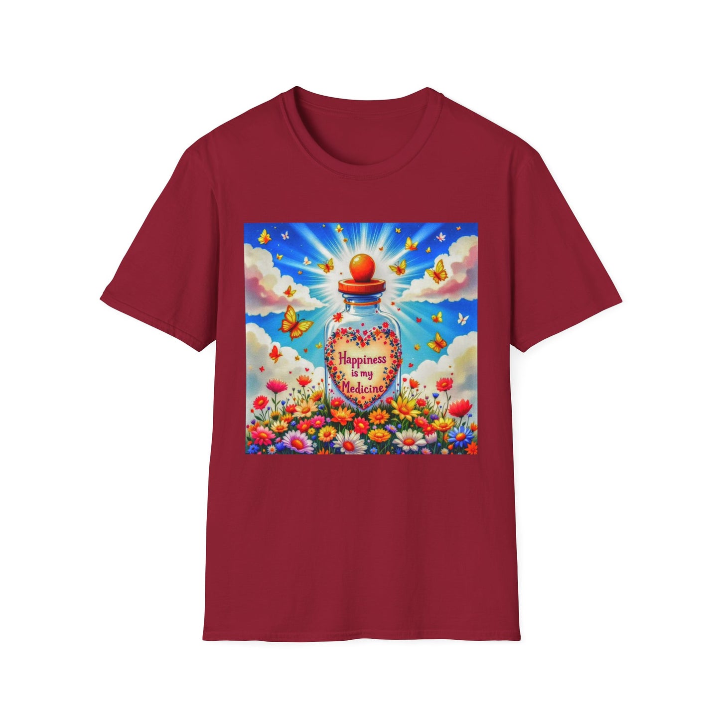 Happiness Bottle Unisex T-Shirt, Inspirational Tee, Gift for Friends, Happy Vibes Shirt, Everyday Wear, Spring Celebration