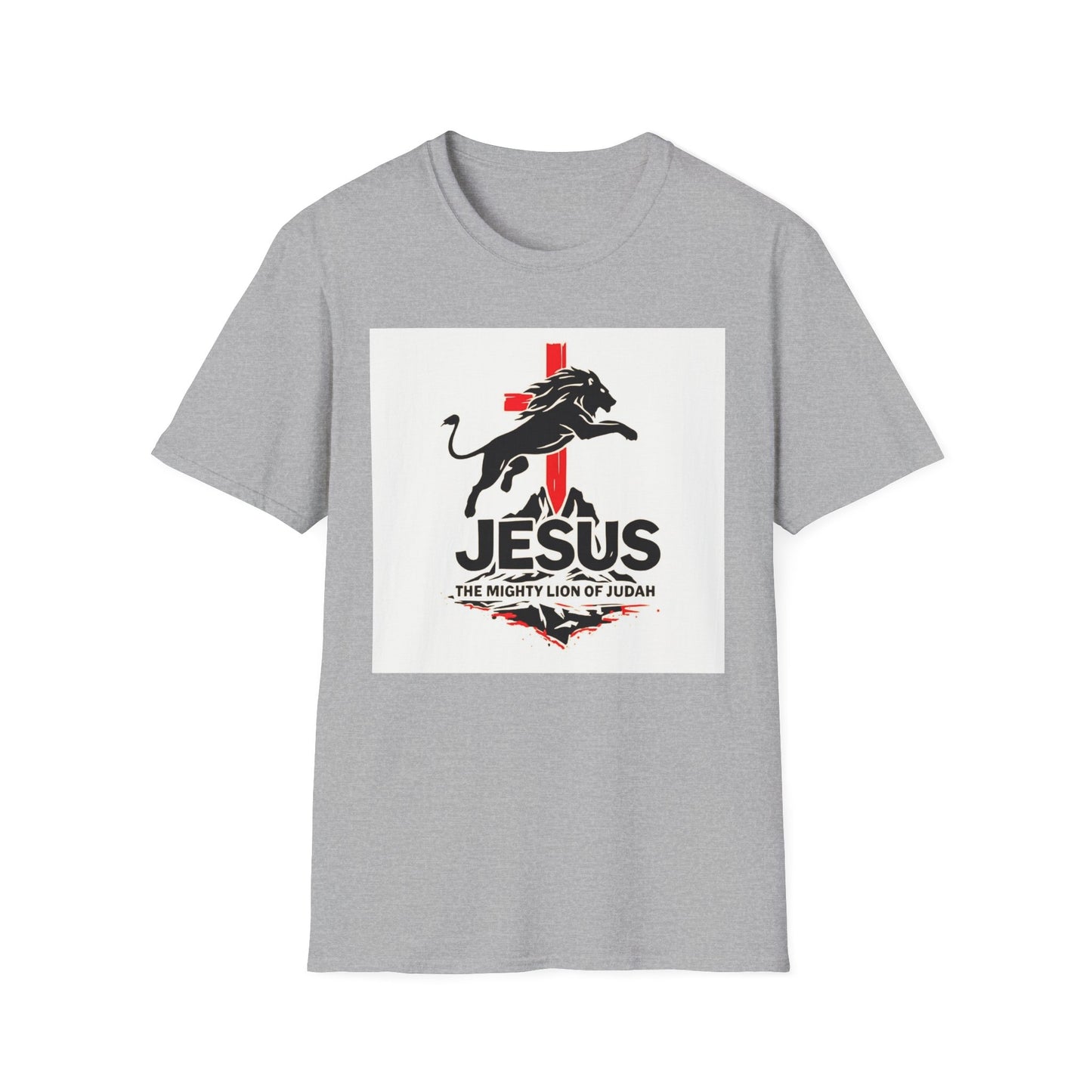 Mighty Lion of Judah T-Shirt, Unisex Softstyle Tee, Christian Apparel, Lion Jesus Shirt, Faith-Based Gift, Inspirational Clothing