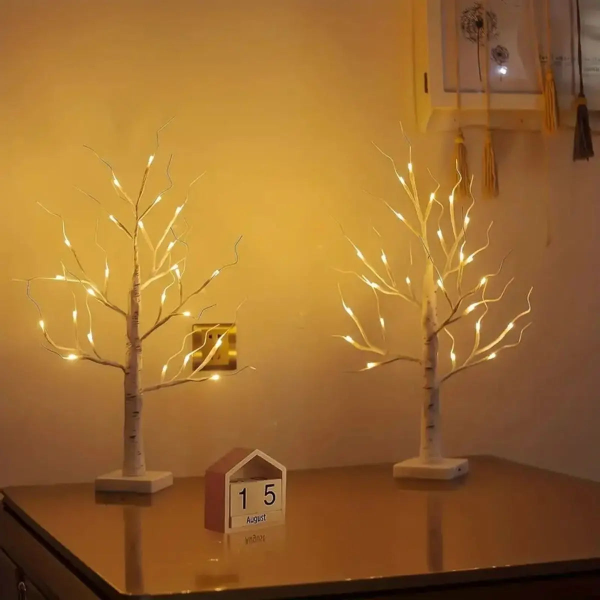 1PC USB Battery Birch Tree Light 24in/60cm Artificial Tree For Christmas Halloween Thanksgiving Decoration Landscape Tree Lamp