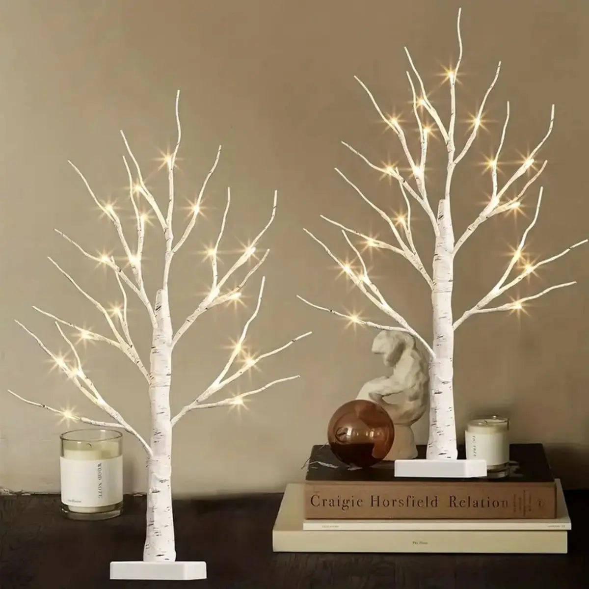 1PC USB Battery Birch Tree Light 24in/60cm Artificial Tree For Christmas Halloween Thanksgiving Decoration Landscape Tree Lamp