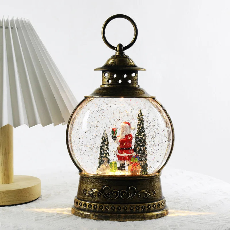 Christmas Crystal Ball Music Box – Santa Claus Snow Globe with Lights