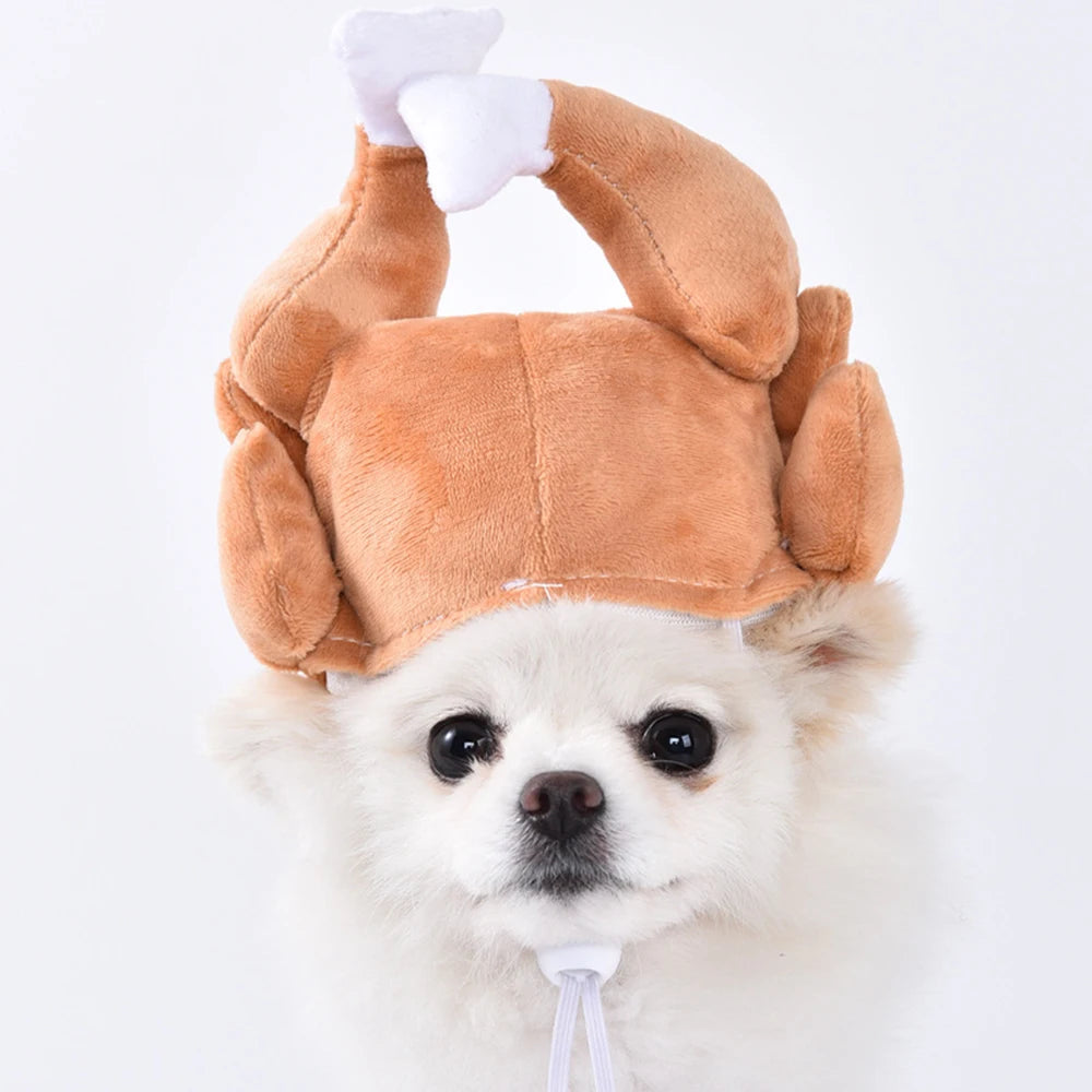 Funny Thanksgiving Turkey Hat For Cat Dog Cartoon Chicken Leg Hat Carnival Turkey Hat Headwear Pet Cosplay