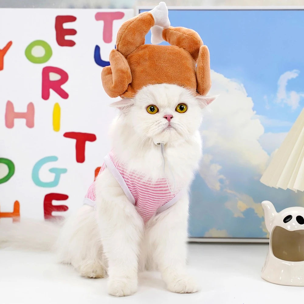 Funny Thanksgiving Turkey Hat For Cat Dog Cartoon Chicken Leg Hat Carnival Turkey Hat Headwear Pet Cosplay