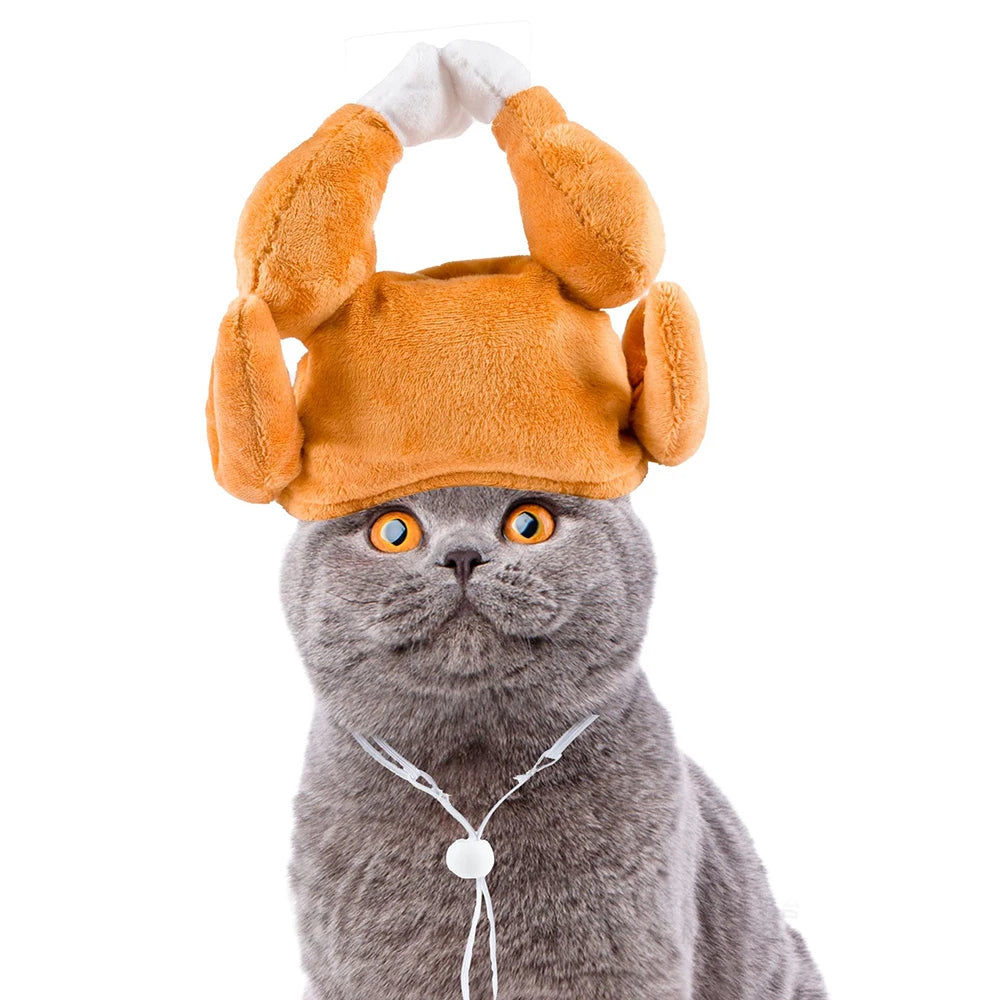 Funny Thanksgiving Turkey Hat For Cat Dog Cartoon Chicken Leg Hat Carnival Turkey Hat Headwear Pet Cosplay