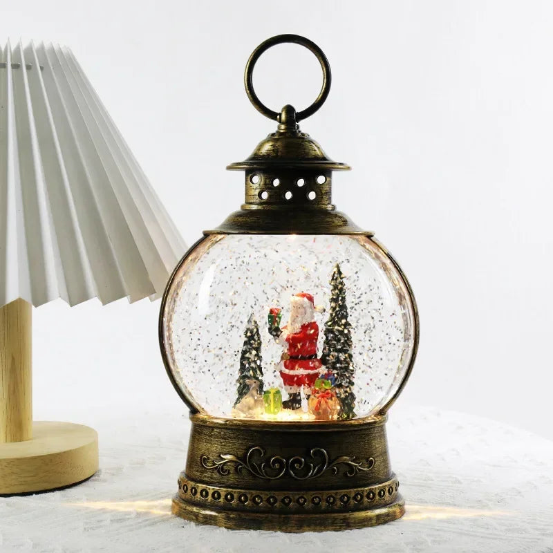 Christmas Crystal Ball Music Box – Santa Claus Snow Globe with Lights