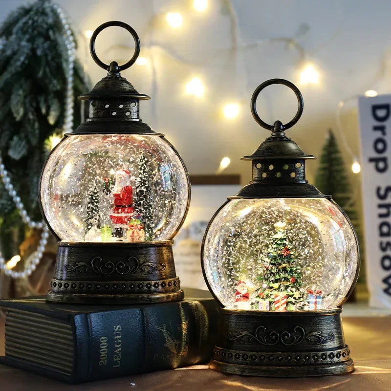 Christmas Crystal Ball Music Box – Santa Claus Snow Globe with Lights