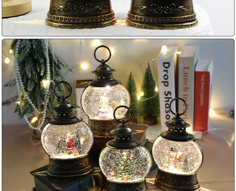 Christmas Crystal Ball Music Box – Santa Claus Snow Globe with Lights