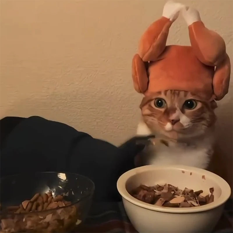 Funny Thanksgiving Turkey Hat For Cat Dog Cartoon Chicken Leg Hat Carnival Turkey Hat Headwear Pet Cosplay