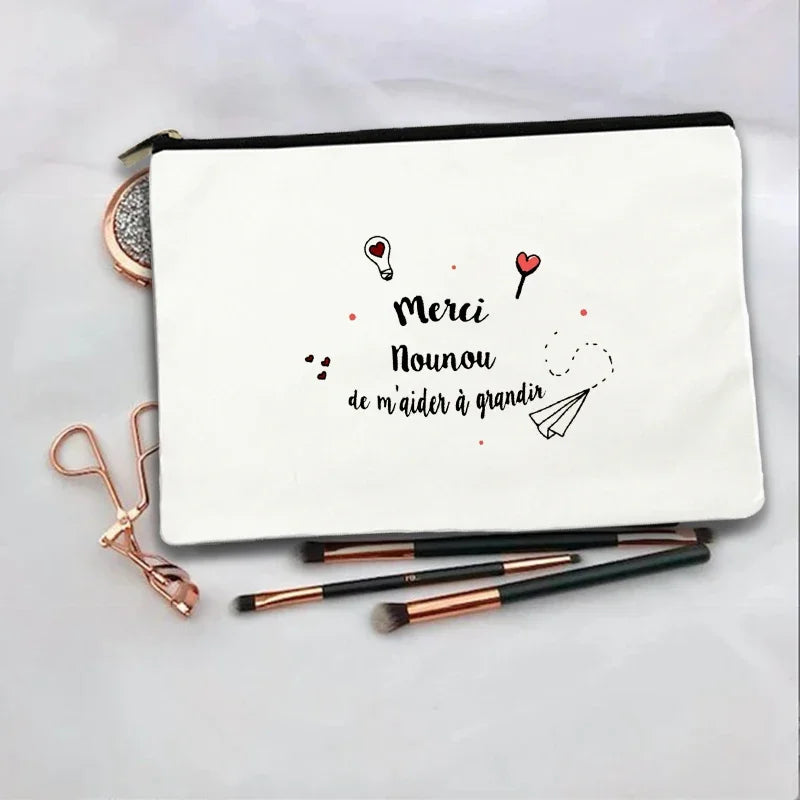 Women Cosmetic Bag teacher Gifts Thank You Mistress Print Makeup Bags Bachelorette Party Neceser Zipper Toiletry Organizer