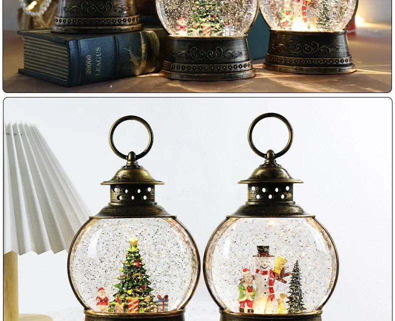 Christmas Crystal Ball Music Box – Santa Claus Snow Globe with Lights