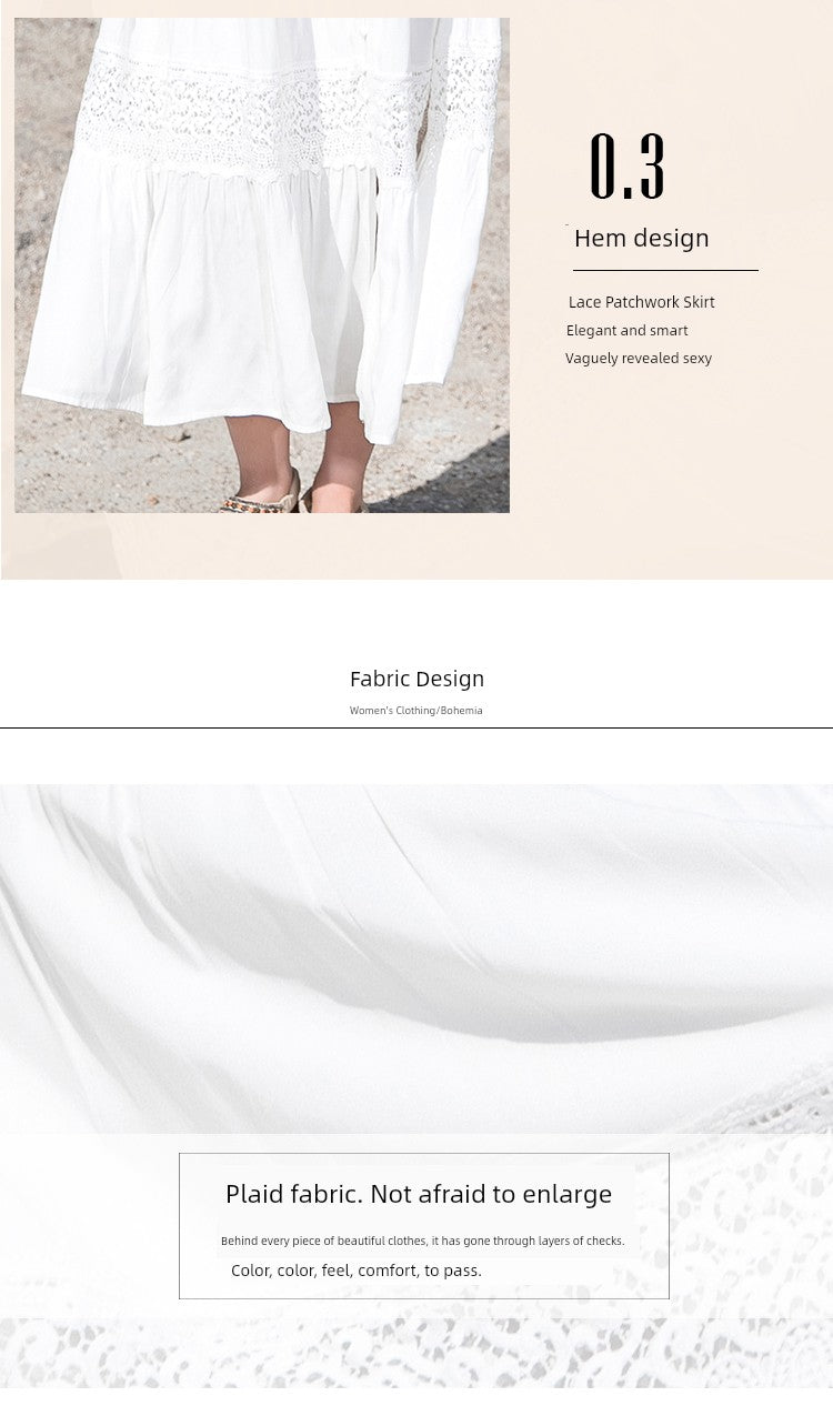 White Elegant Thai-Inspired Slim Dress – Retro Beach Resort Style