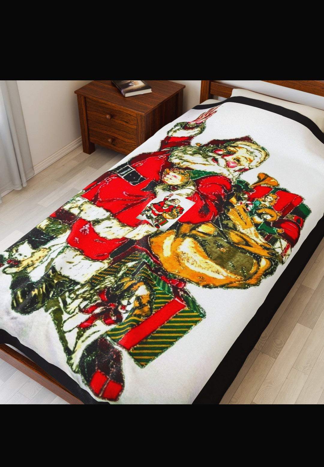 Festive Santa Plush Blanket | Cozy Holiday Decor, Xmas Gift, Winter Warmth, Throws for Winter, Soft Snuggle Blanket