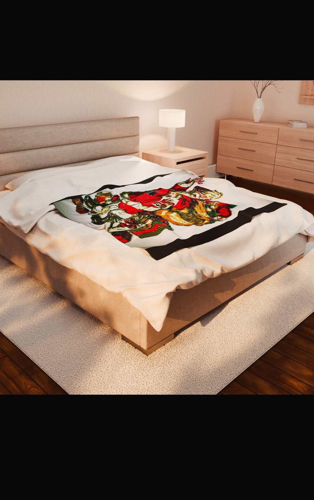 Festive Santa Plush Blanket | Cozy Holiday Decor, Xmas Gift, Winter Warmth, Throws for Winter, Soft Snuggle Blanket