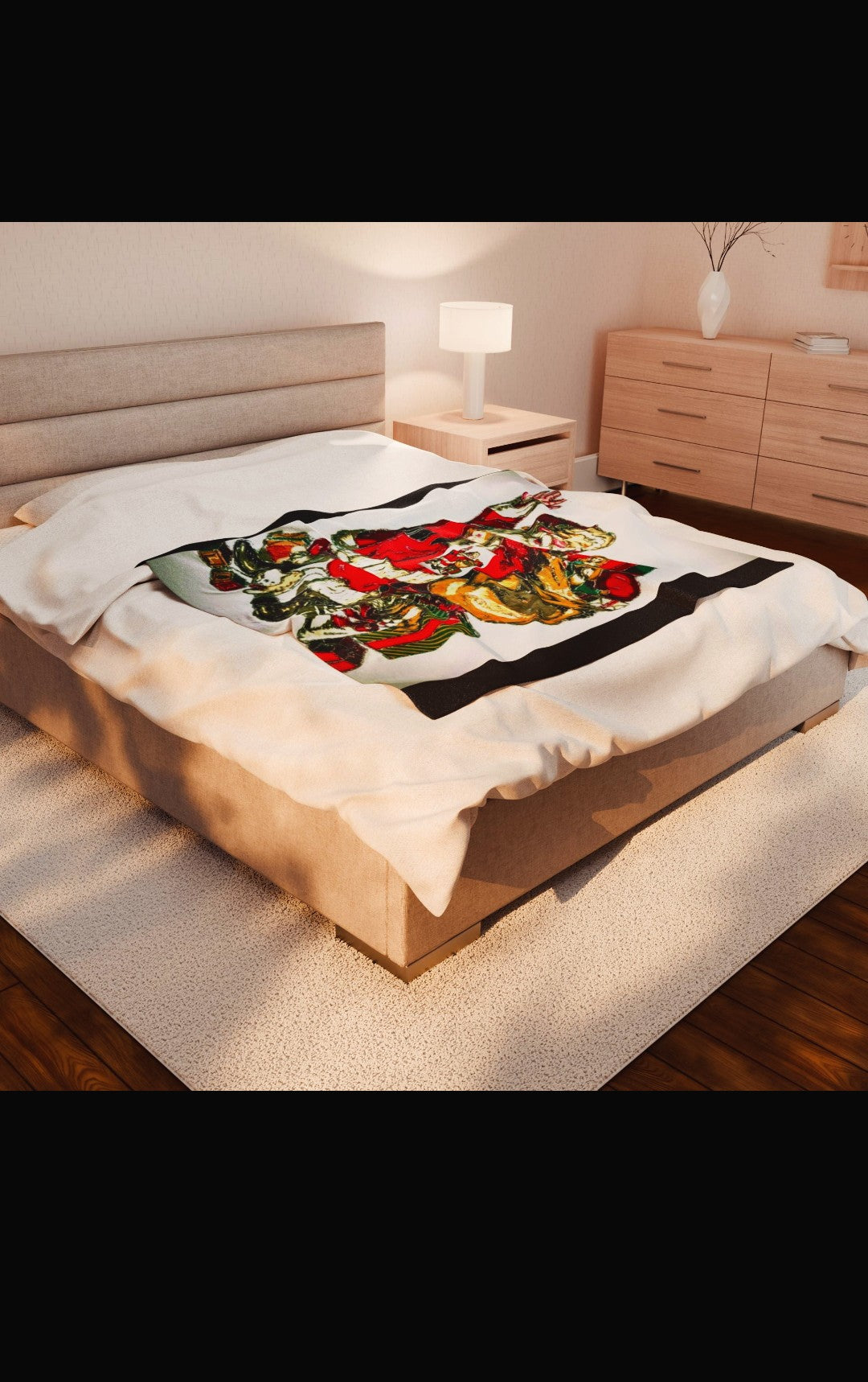 Festive Santa Plush Blanket | Cozy Holiday Decor, Xmas Gift, Winter Warmth, Throws for Winter, Soft Snuggle Blanket