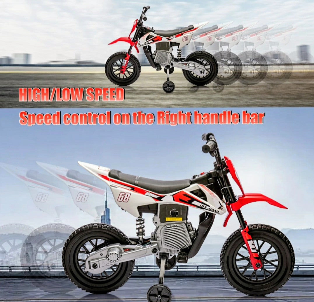 12V Kids Electric Dirt Bike Electric Motorcycle with Twist Grip Throttle, Training Wheels, Ride On Motorcycle for Kids