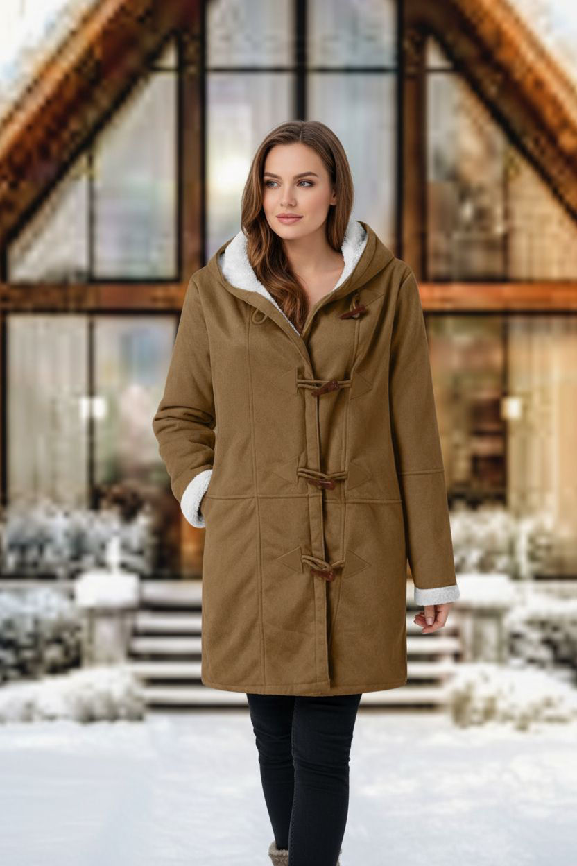 Winter Jackets For Women Sherpa Lined Jacket Women Duffle Toggle Coat Hooded Fleece Jacket